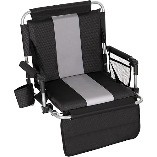 HIGH POINT SPORTS Foldable Stadium Seat Portable Folding Stadium Chairs Padded Bleacher Seat Cushion Bleacher Chair with Armrest and Cup Holder