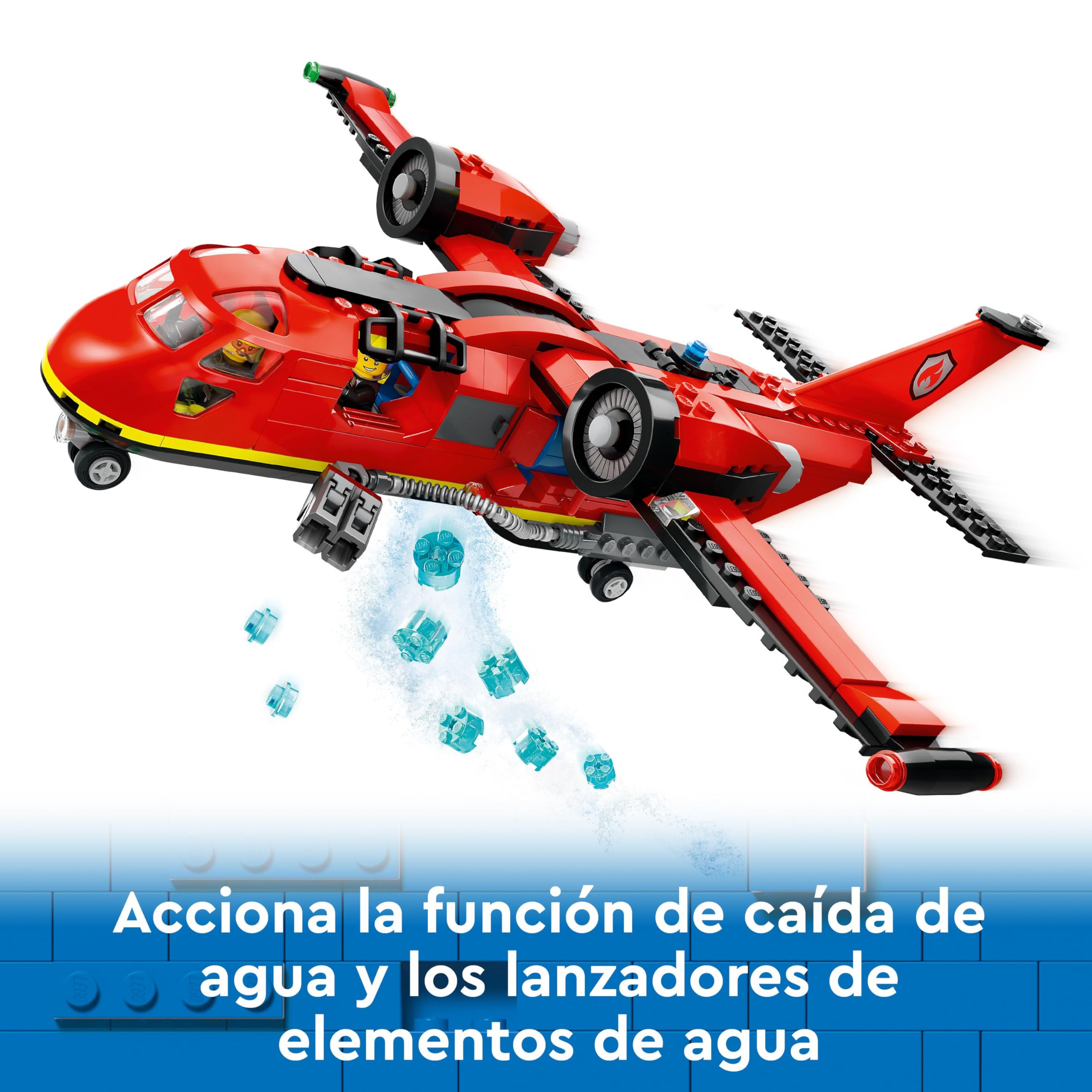 LEGO City Avión de Rescate de Bomberos de Juguete, Regalo de Cumpleaños para Niños y Niñas de 6 Años o Más, Juego de Construcción con 3 Minifiguras de Piloto, Bombero y Operador de Extintor 60413