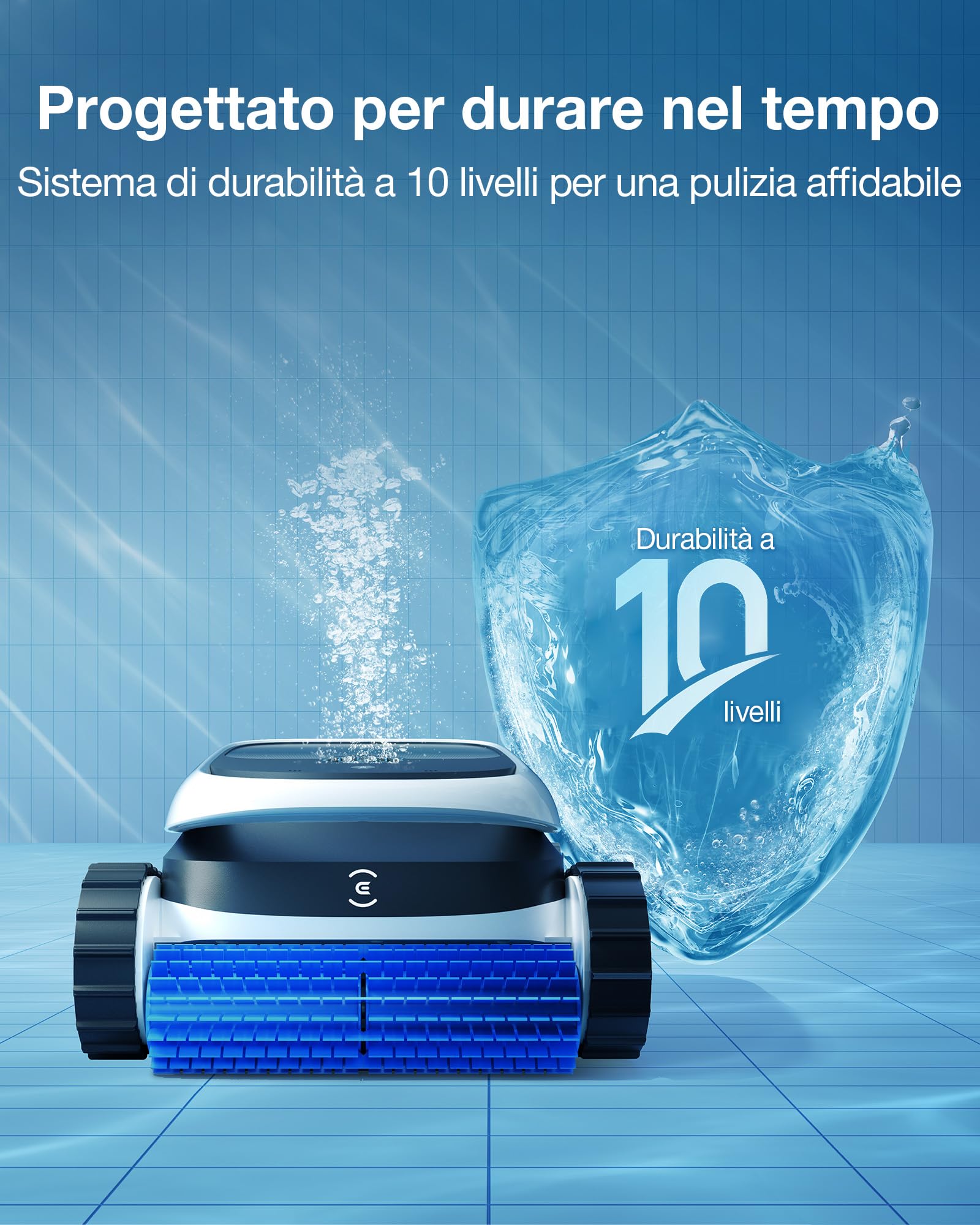ECOVACS Ultramarine P1 Robot Pulitore Piscine Aspirazione Potenza 4800GPH | Durata batteria: 180 min, Fino a 180 m², Filtro Doppio Strato, Navigazione Intelligente SmartNavi, Controllo con App