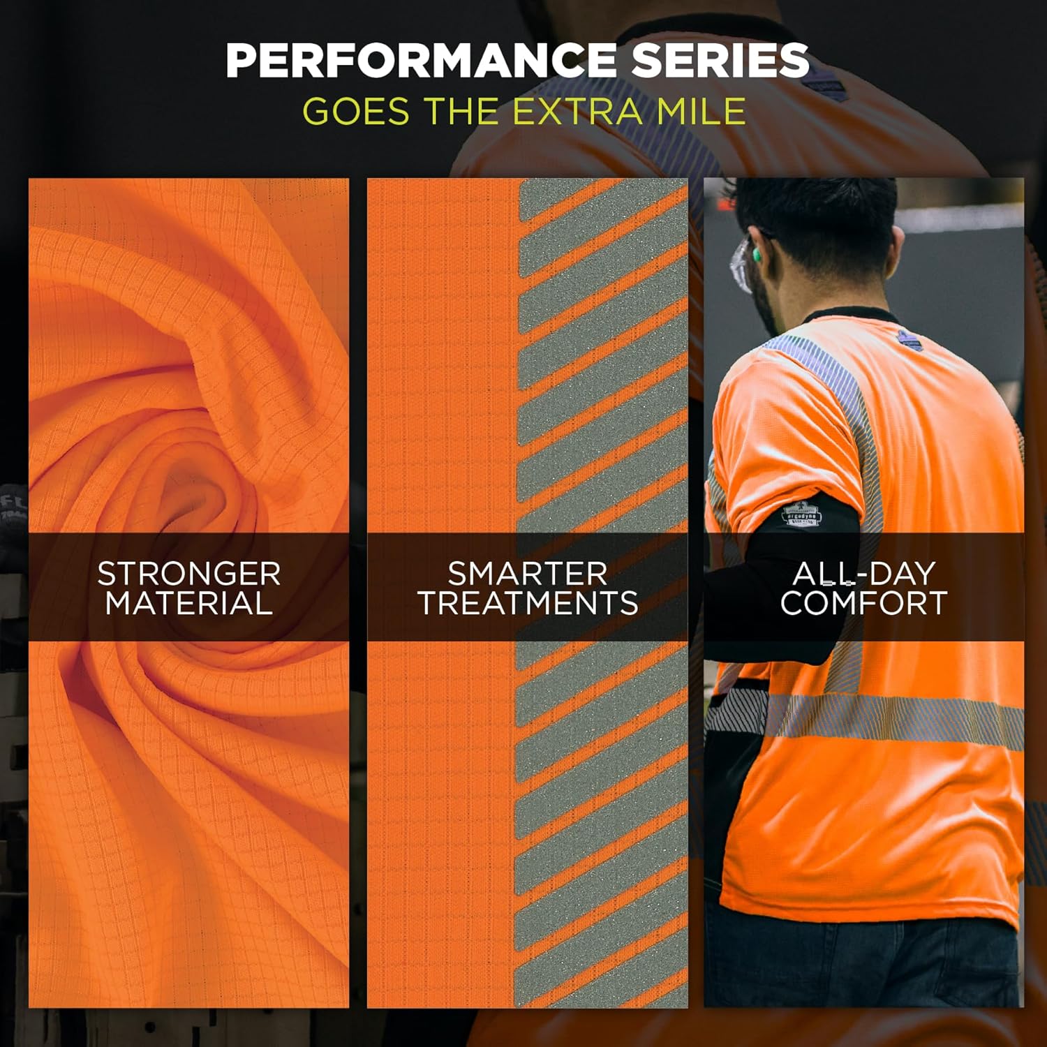 Ergodyne Unisex Adult Glowear 8294bk Performance Hi-vis T-Shirt - Type R, Class 2, Black Bottom