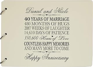LifeSong Milestones Personalized 40th Wedding Anniversary Guest Book for Couple 40 Years of Marriage Celebration, Wooden Ivory Signature Registry Guest Book for Fortieth Wedding (Ivory)