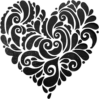 Heart Filigree Scroll wall Stencil Template A4, Image Size 275mm x 165mm