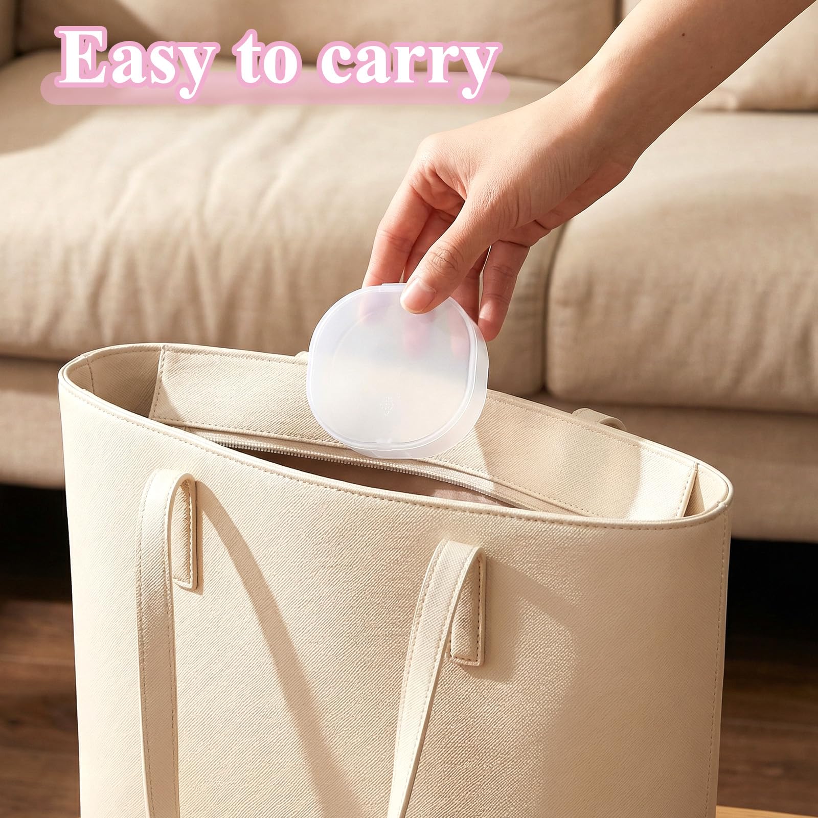 Qianyu 4 piezas de algodón portátil redondo soporte plástico cosméticos almohadillas de algodón contenedor de viaje dispensador de esponja de maquillaje pequeña transparente caja de almacenamiento