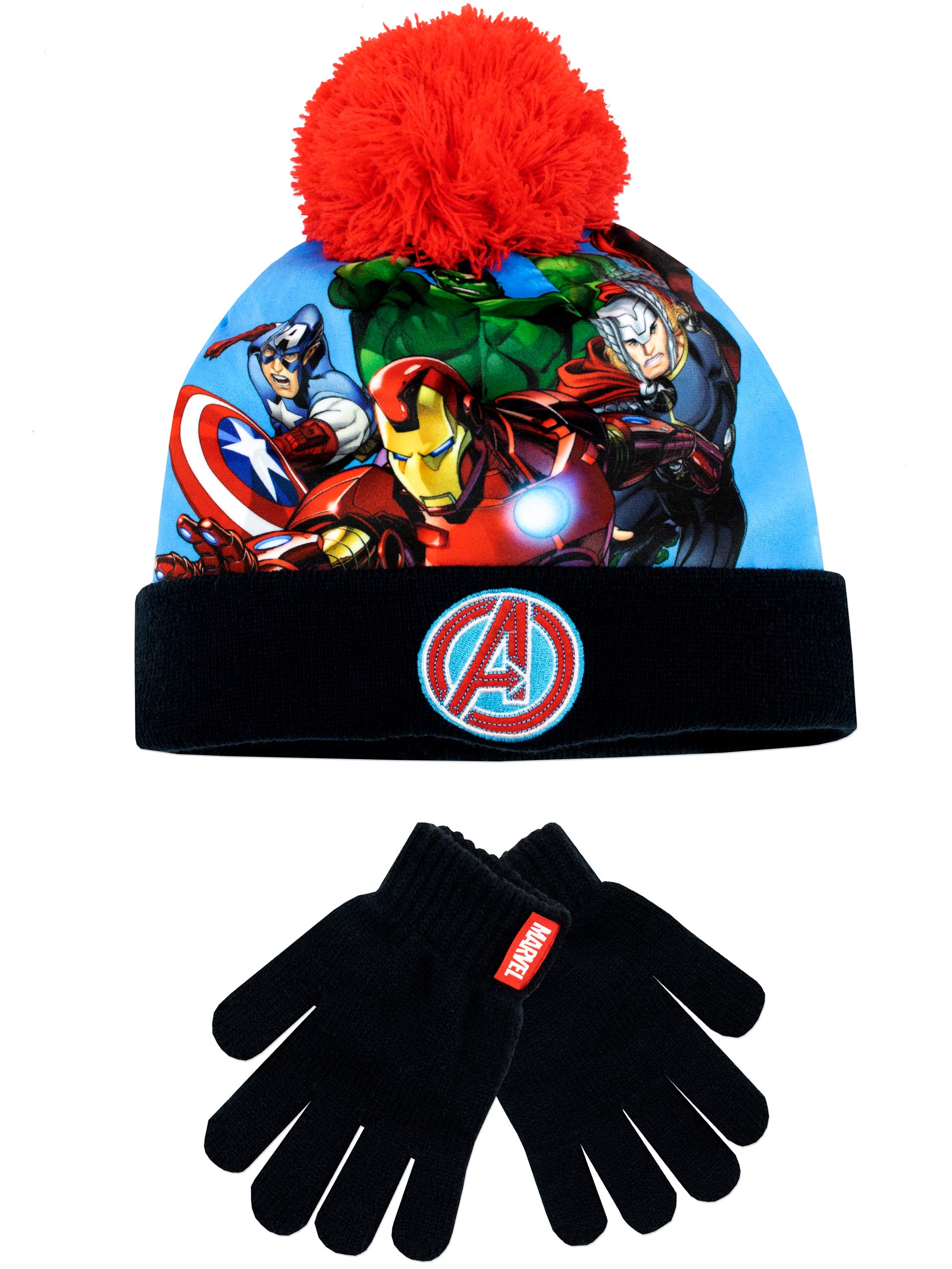Avengers Boys' Hat Gloves Set Blue One Size