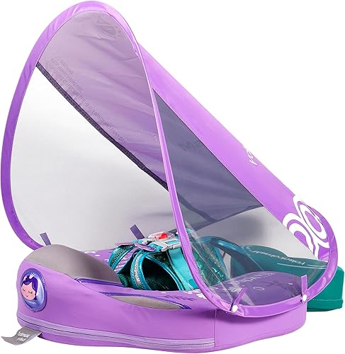 Miniatura 8 de Mambobaby Flotadores para bebé con toldo, flotador de piscina no inflable UPF 50+, protección de toldo, sin volteo, flotador de agua para piscina