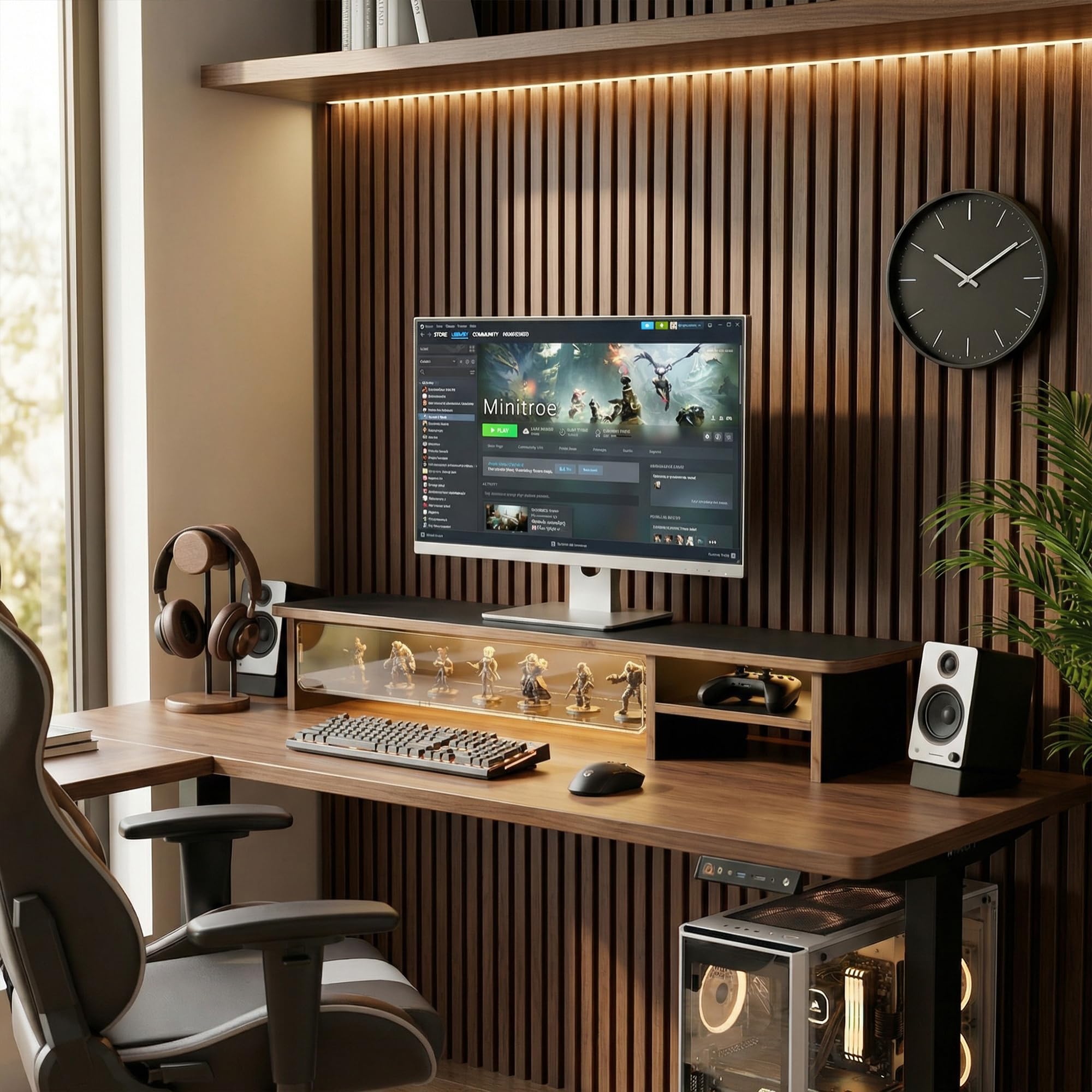 Fenge Réhausseur d'Écran avec Espace de Stockage Boîte Mystère,108cm,Noir