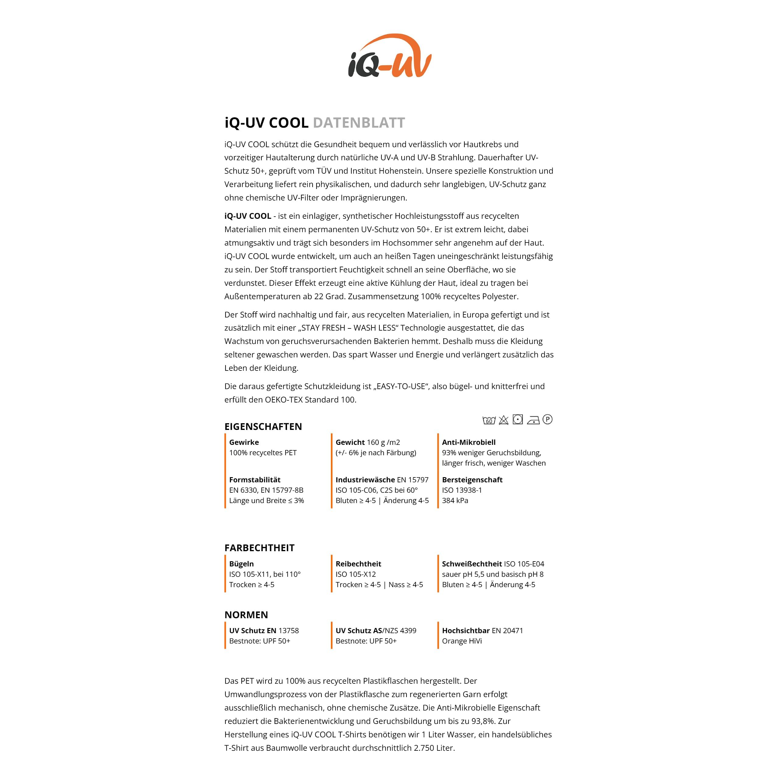 iQ-UV Herren T-Shirt UV- und Hitzeschutz UPF 50+ kühlungsaktiv