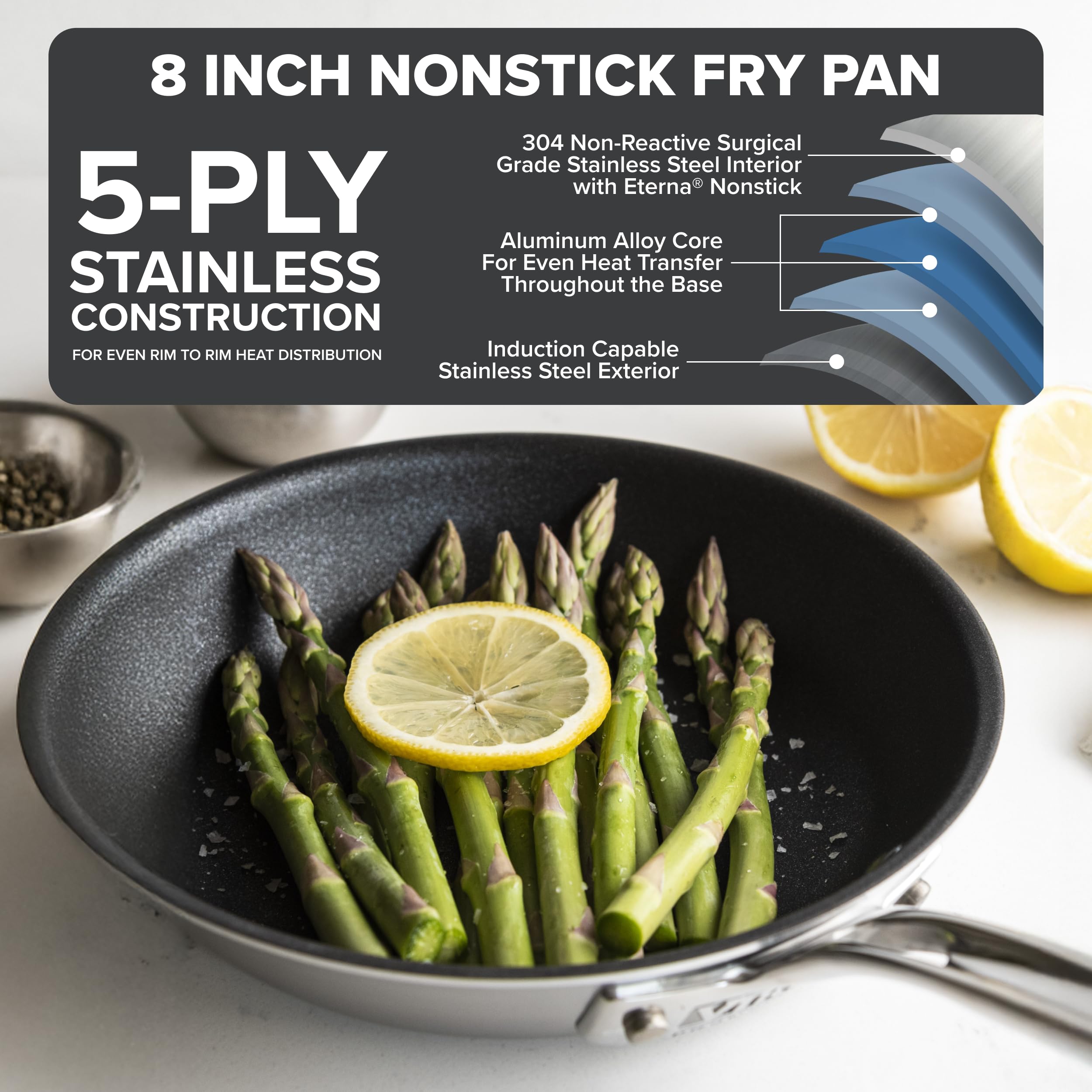 Pan..　5本 Amazon.com: Viking 5-Ply Non Stick Frying Pan, 8 Inch Stainless