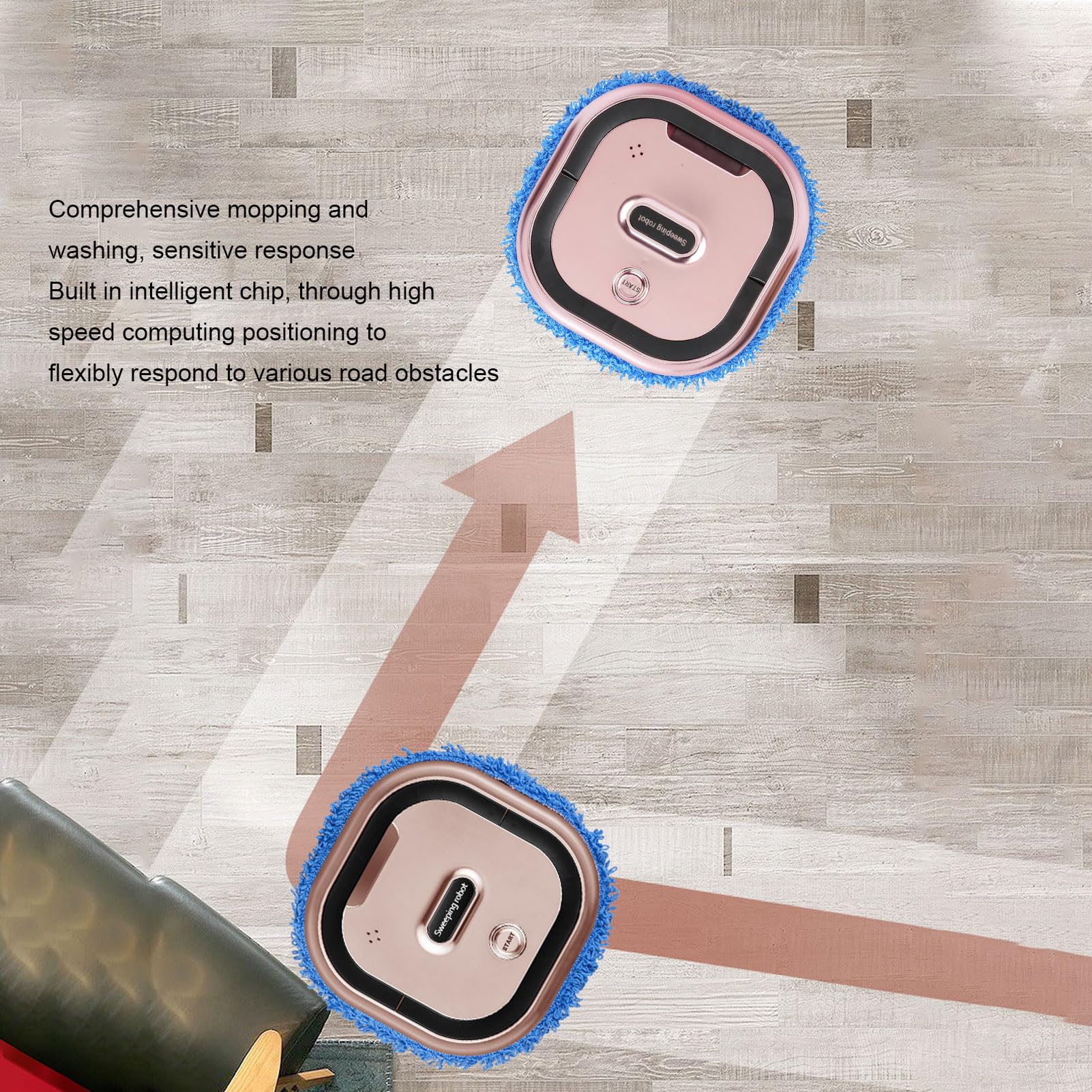 Fockety Saug und Wischroboter, 2 in 1 Wischroboter mit intelligenter Navigation und Trocken und Nasswischfunktion, für Hartböden, Teppiche, Tierhaare und die Reinigung verschiedener