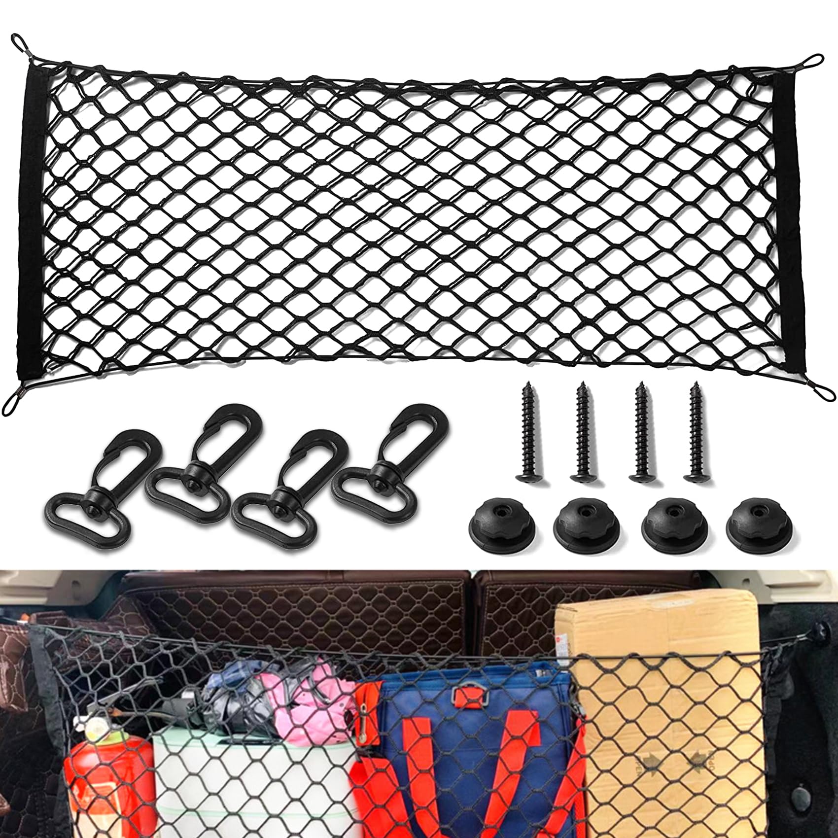 3 PCS Rete Portaoggetti Tasca Oganizer 50X25CM, Rete Baule Auto Per Car