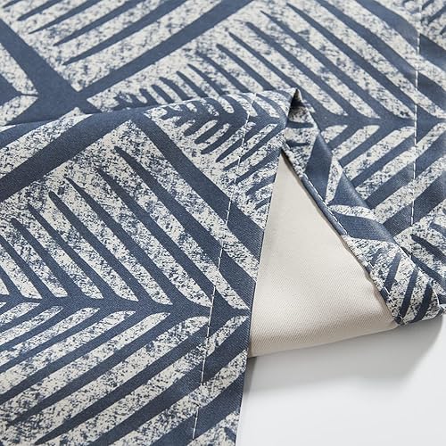 Miniatura 9 de jinchan Cortina de cenefa geométrica con amarre para cocina, sala de estar, estampado de hojas de helechos, filtro de luz, cortinas de ventana