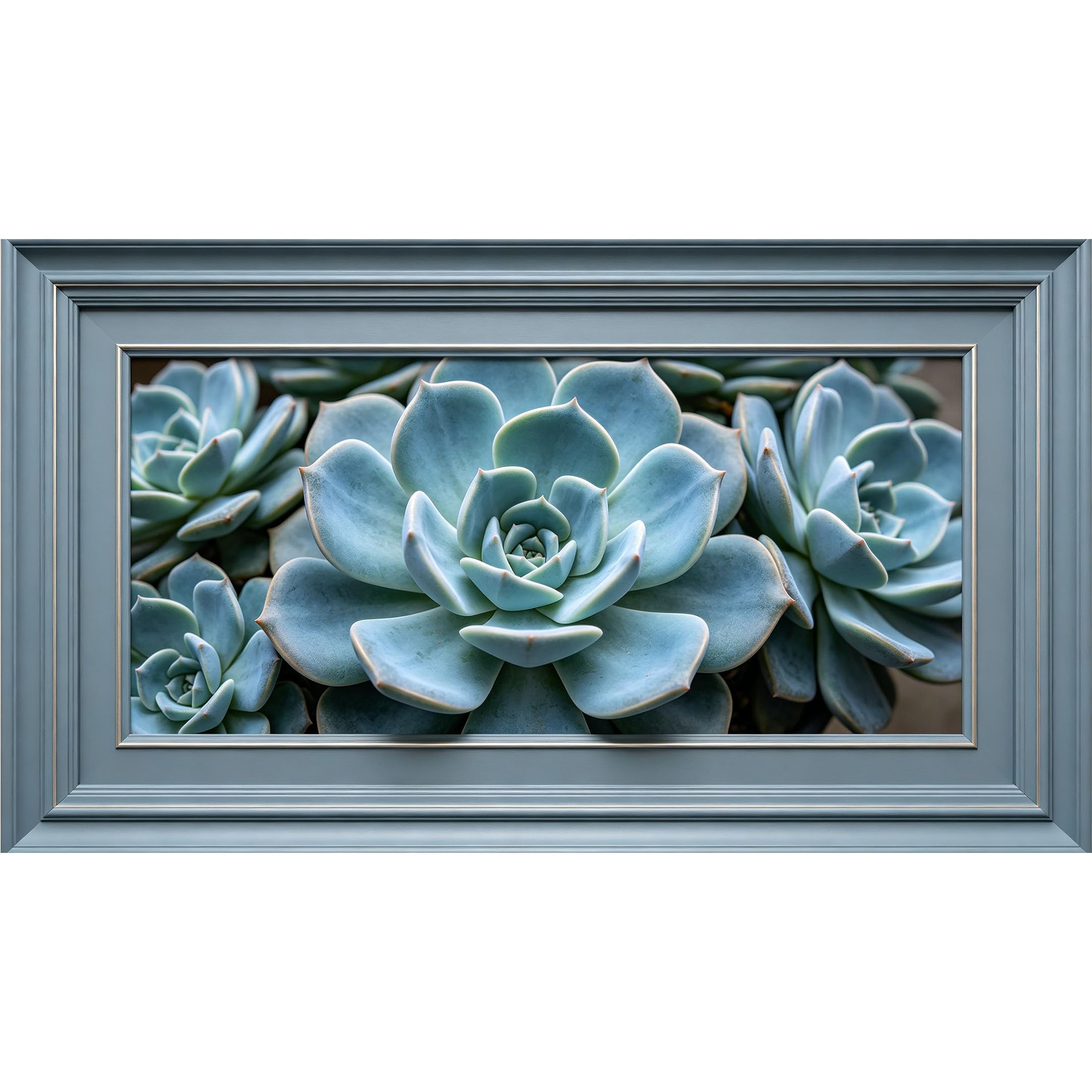 QZLITHOTIC 50x90cm3D Framed Wall Art， Botanical Succulent Leaves Minimalist Self‑Adhesive Mural， Water‑Activated Peel & Stick Fabric Decor Wall Decal for Bedroom Living Room