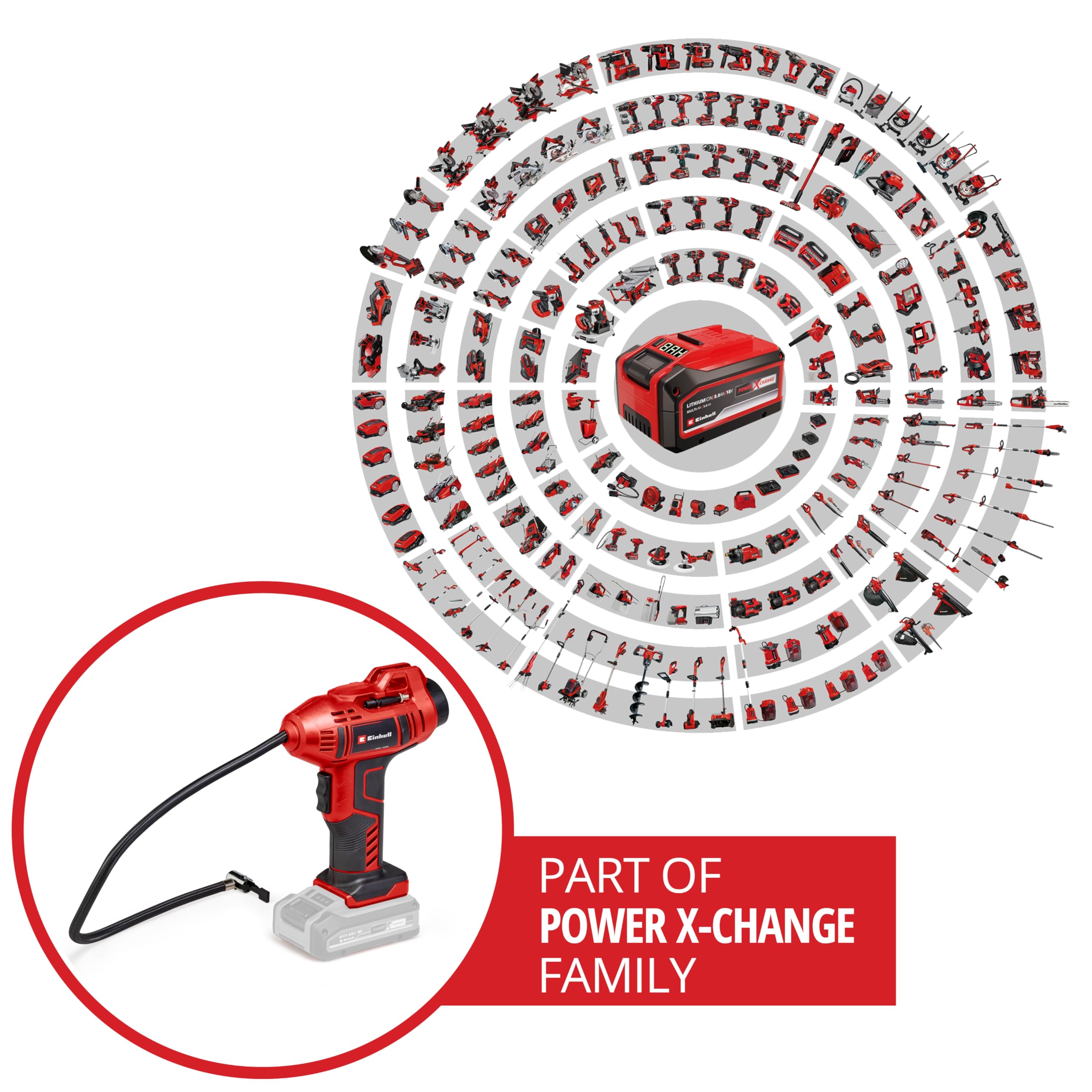 Einhell Akku-Autokompressor CE-CC 18 Li-Solo Power X-Change (Li-Ion, 18 V, max. 11 bar, 60 cm Druckluftschlauch, automat. Abschaltfunktion, Lieferung ohne Akku & ohne Ladegerät) - 3