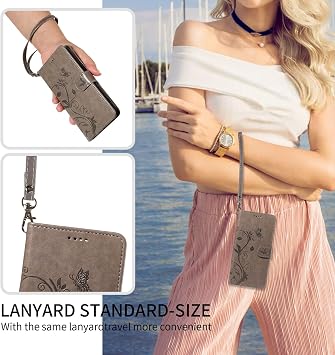 Flip Case for Samsung Galaxy A12, Kickstand and 2 Card Slots, 360 Degree Protection Shockproof PU Leather Phone Case, Foldable and Scratch Resistant, Grey