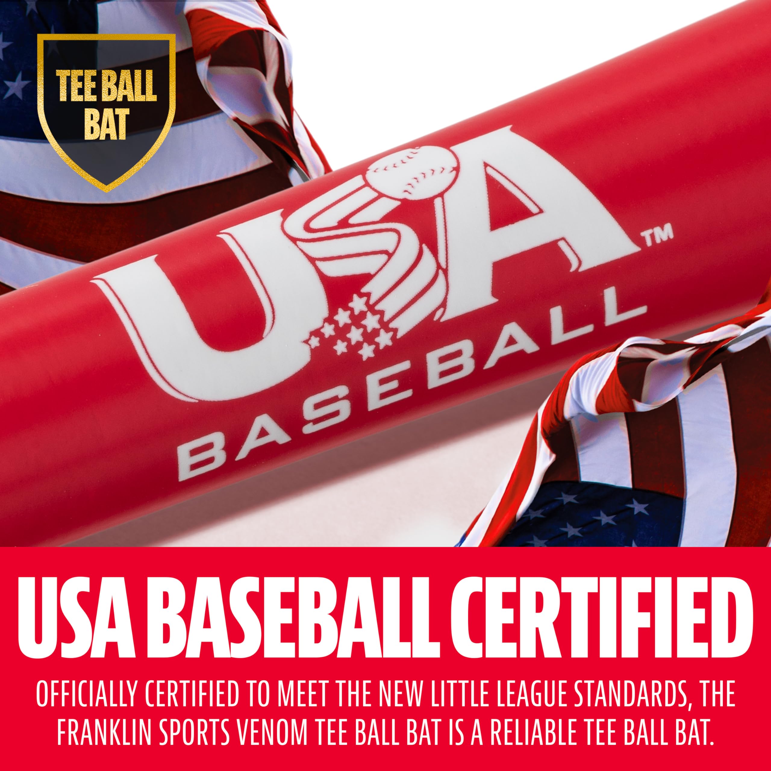 Franklin Sports B isbol para ni os + Bate de Teeball Venom Youth Aluminio Bat Certificado de Estados Unidos para ni os + Ni as Tee Ball Bat Bate de Metal Junior 26 pulgadas/13 oz Rojo
