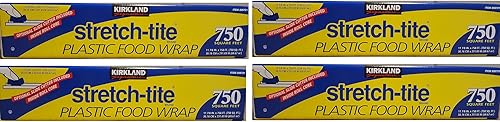 Kirkland Signature Stretch Tite - Envoltura de plástico para alimentos, 4 paquetes (envoltura de alimentos de 750 pies cuadrados)