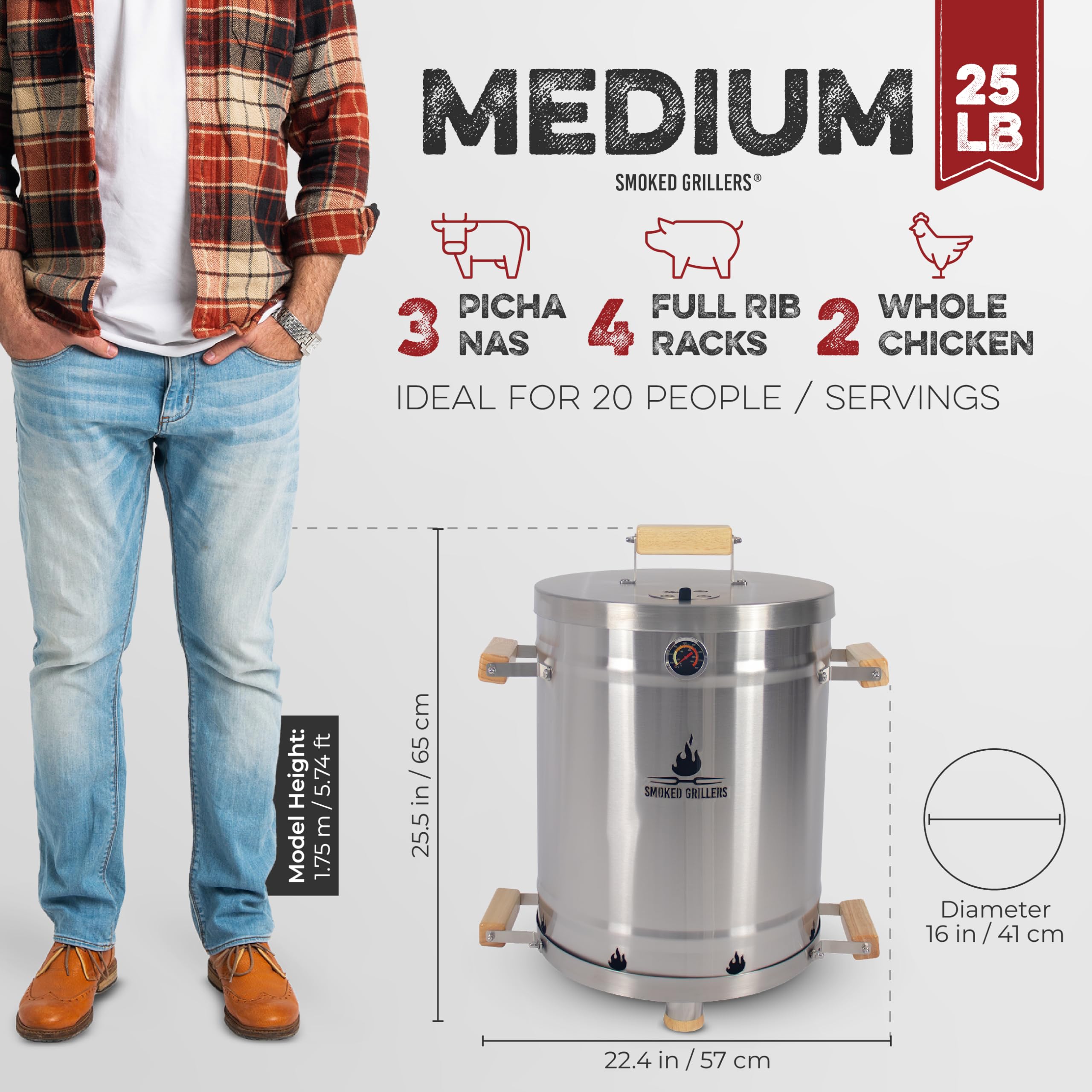 Barbacoa de Carbón sin Humo | Parrilla Barbacoa de Acero Inoxidable 304 | Barril Asador de Carne con Calor Uniforme | Barbacoa Portátil Ideal para Balcones y Patios | Fácil de Limpiar