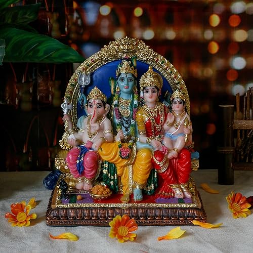 Miniatura 4 de Estatua familiar de Dios Shiva hindú – 6.9 pulgadas de alto Murti Shiva Familia Diwali regalo Pooja Artículo Puja Regalos para amigos indios,