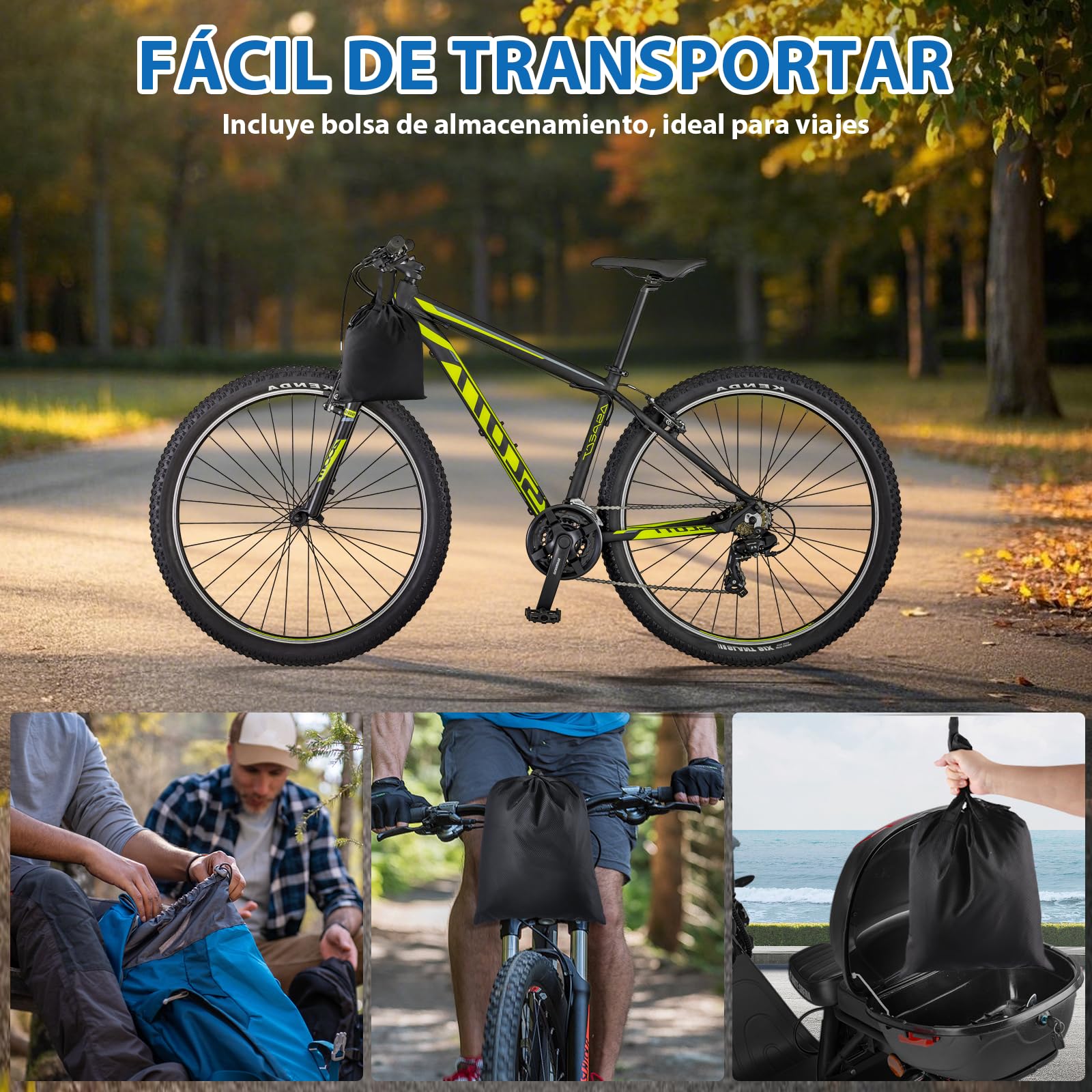 Funda Bicicleta para 2 Bicicletas - 900D Exterior Impermeable Funda Recubrimiento de PU Funda para Bicicleta, con Cordón Elástico de 6M, Compatible con Portabicicletas de Coche