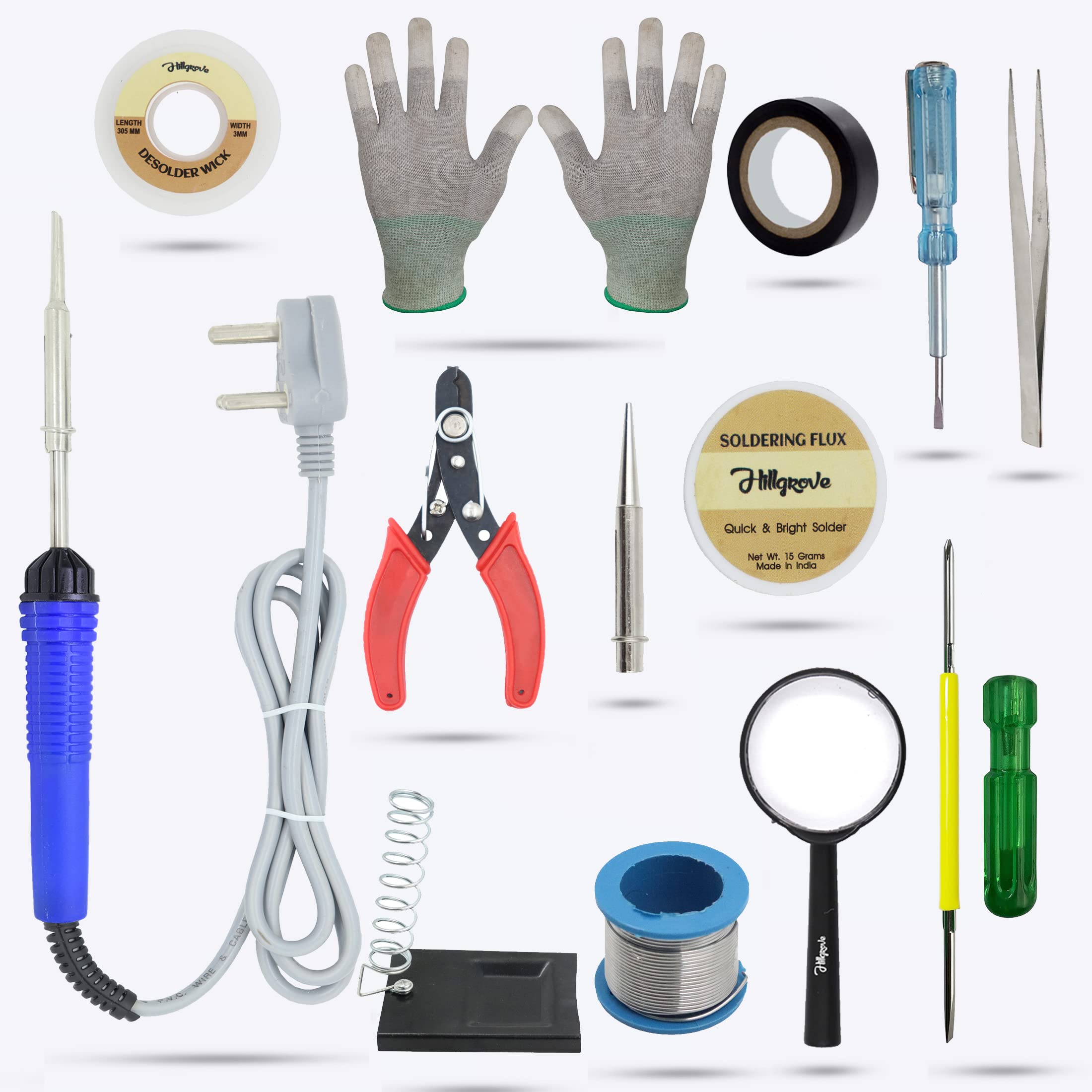 Hillgrove HGCM94M1 Electronic 13in1 Mobile Soldering Iron Equipment Tool Machine Combo Kit Set with Anti Static Gloves, Magnifying Glass and 2in1 Phillip Screwdriverr 25 W Simple (Flat, Pointed Tip) (B09T9K25N1) Amazon Price History, Amazon Price Tracker