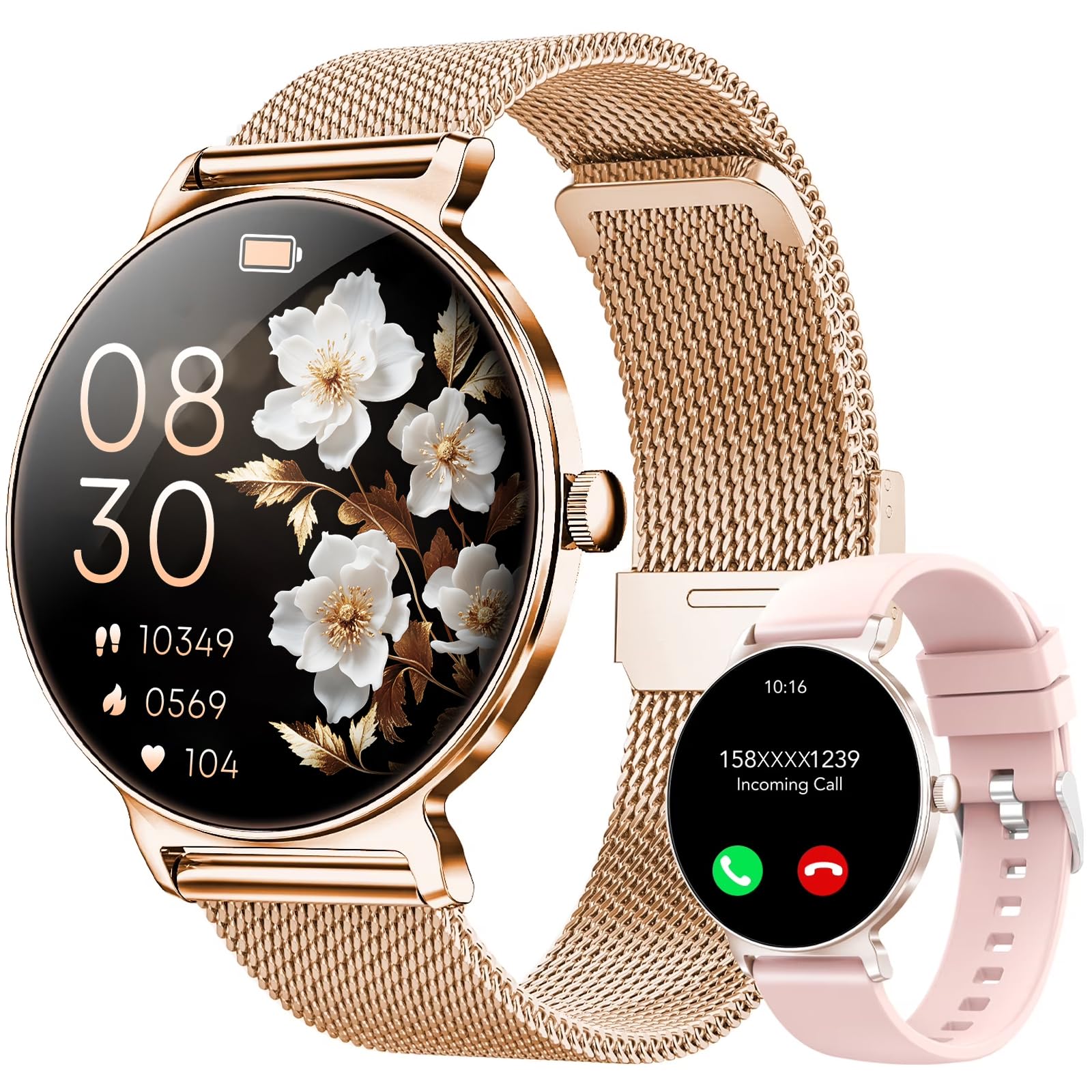 taopodo Smartwatch Herren Damen, 1,91" HD Touch Smart Watch mit Telefonfunktion, 115+Sportmodi Sportuhr, IP68 Fitness Tracker mit Herzfrequenz SpO2 Schlafmonitor Schrittzähler für Android iOS