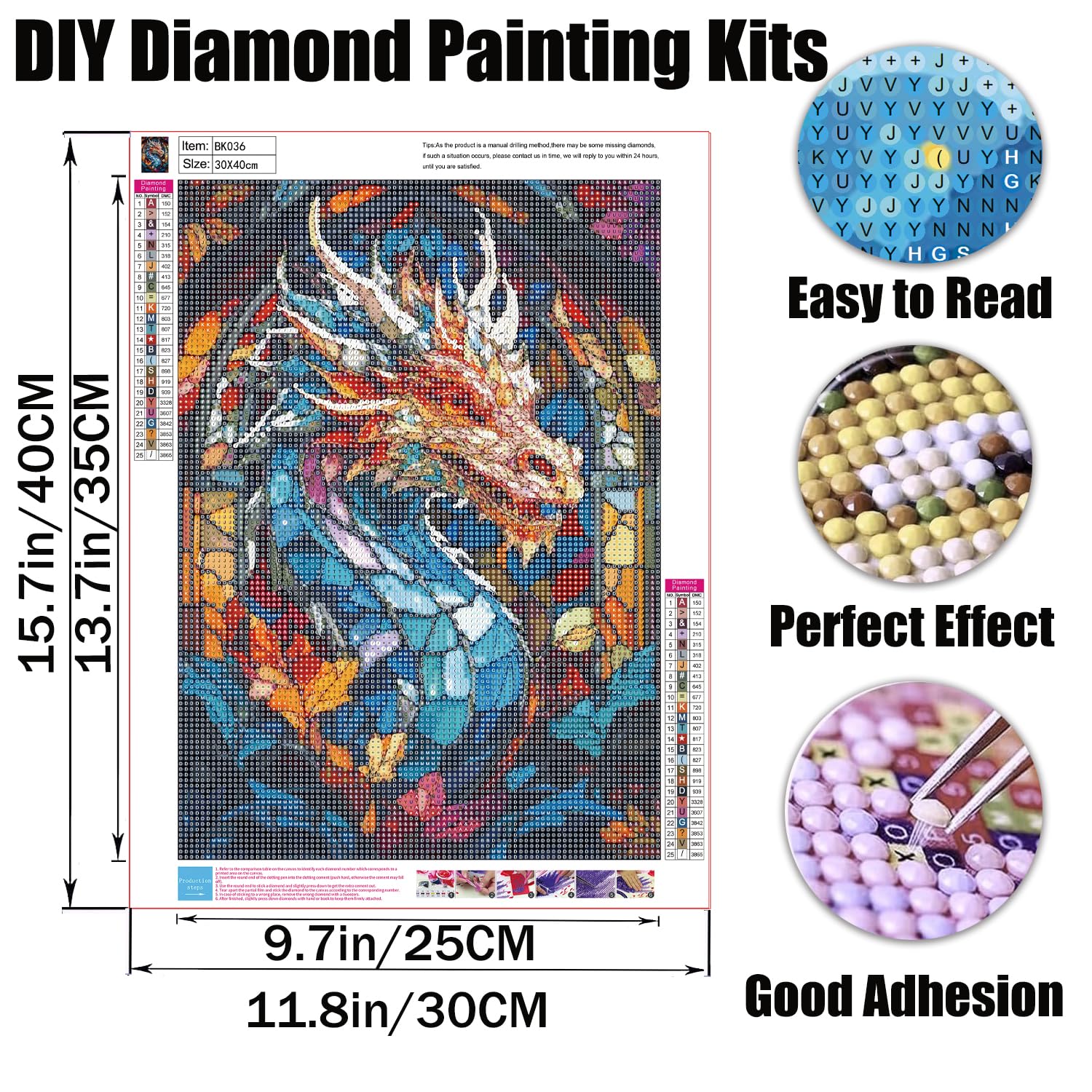 GMETNIC Dragon Diamond Painting Kits, Diamond Art Kits for Adults 5d Diamond Painting for Beginners, Wall Decor Gifts Round Diamonds Full Drill Pintura De Diamantes 12x16inch