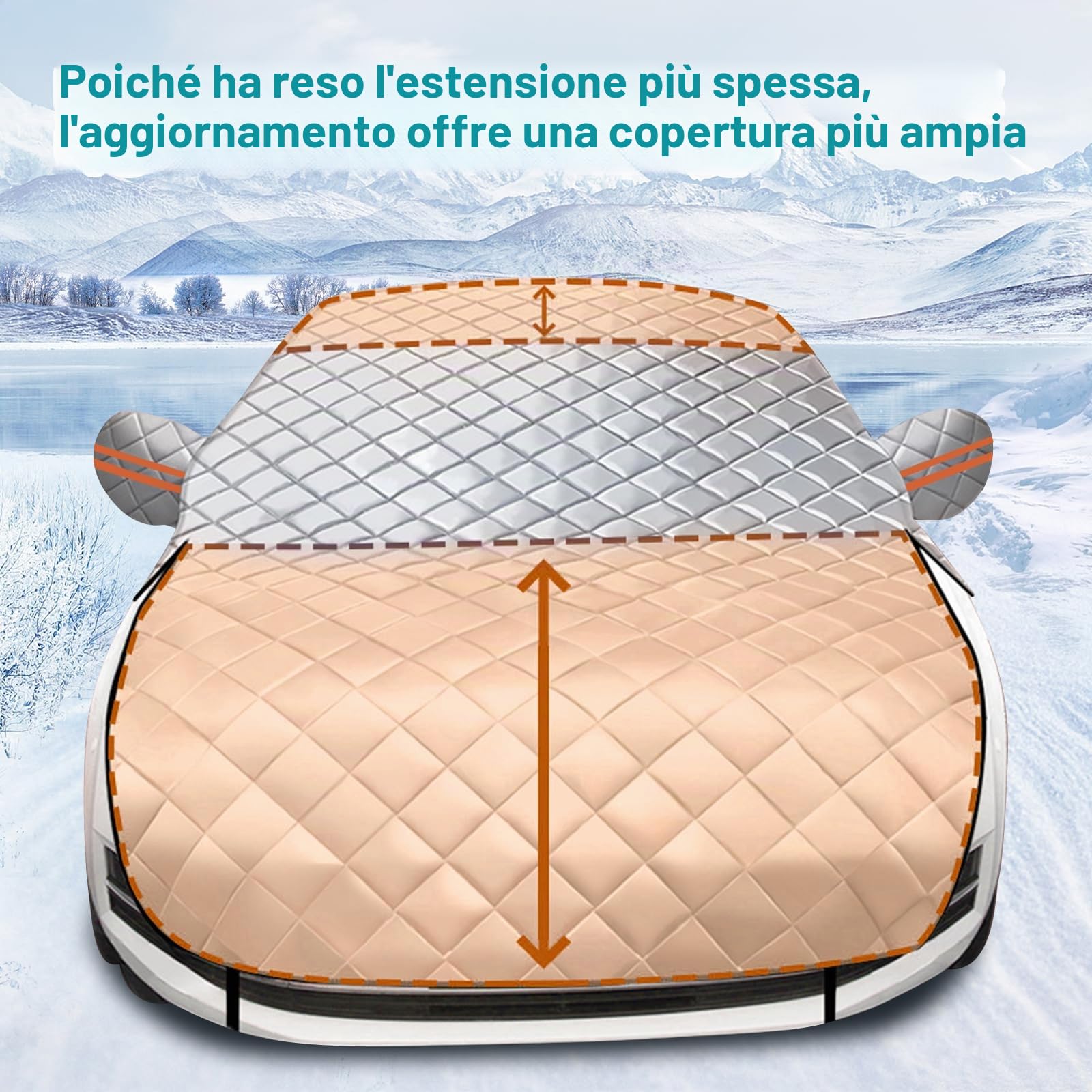 hifrom Copertura parabrezza auto, neve, auto, motore, copertura invernale per parabrezza, protezione UV, per auto, SUV, camion, furgoni