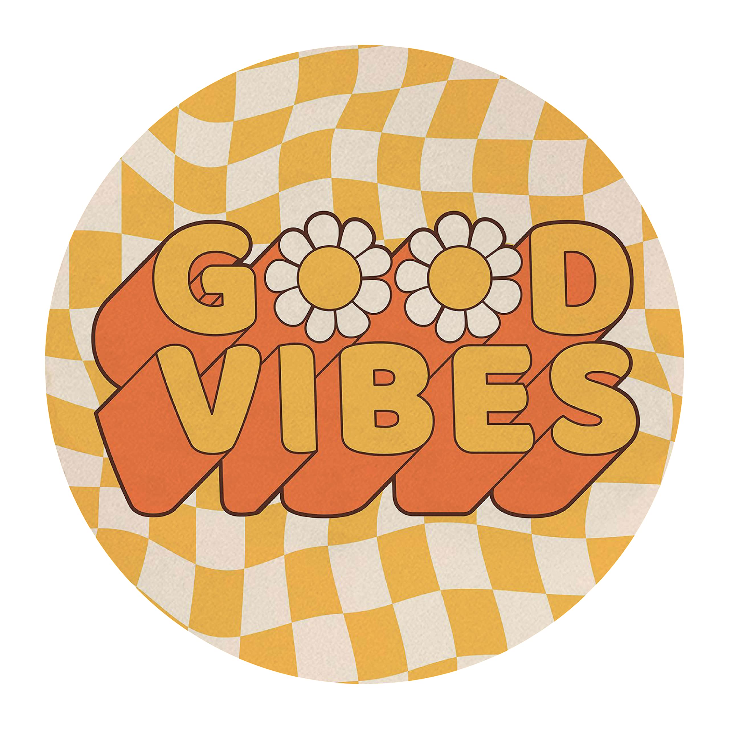 QUICQOD Retro 70s Groovy Hippie Good Vibes Mouse Pad,Non-Slip Rubber Base Mousepads for Home Office Dorm Desk Decor,Gifts for Teen Girls,8.7 x 8.7