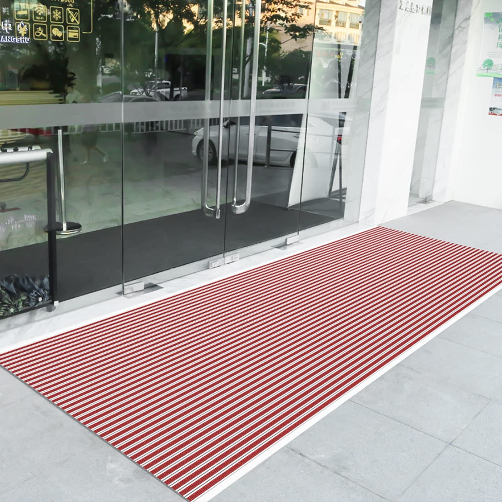 Außenmatten, Rutschfester Innen-Außenteppich aus Aluminiumlegierung, robuste Eingangsmatten, wasserdichte Veranda-Garage-Hotel-Fußmatte, benutzerdefinierte Größe (Farbe: Rot, Größe: 90 cm x