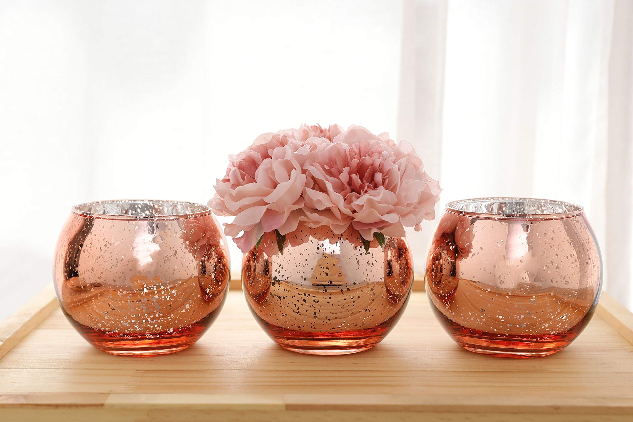 Amazon.co.jp: Lynnsdecor 3個セット キラキラ花瓶 ラウンドゴールド
