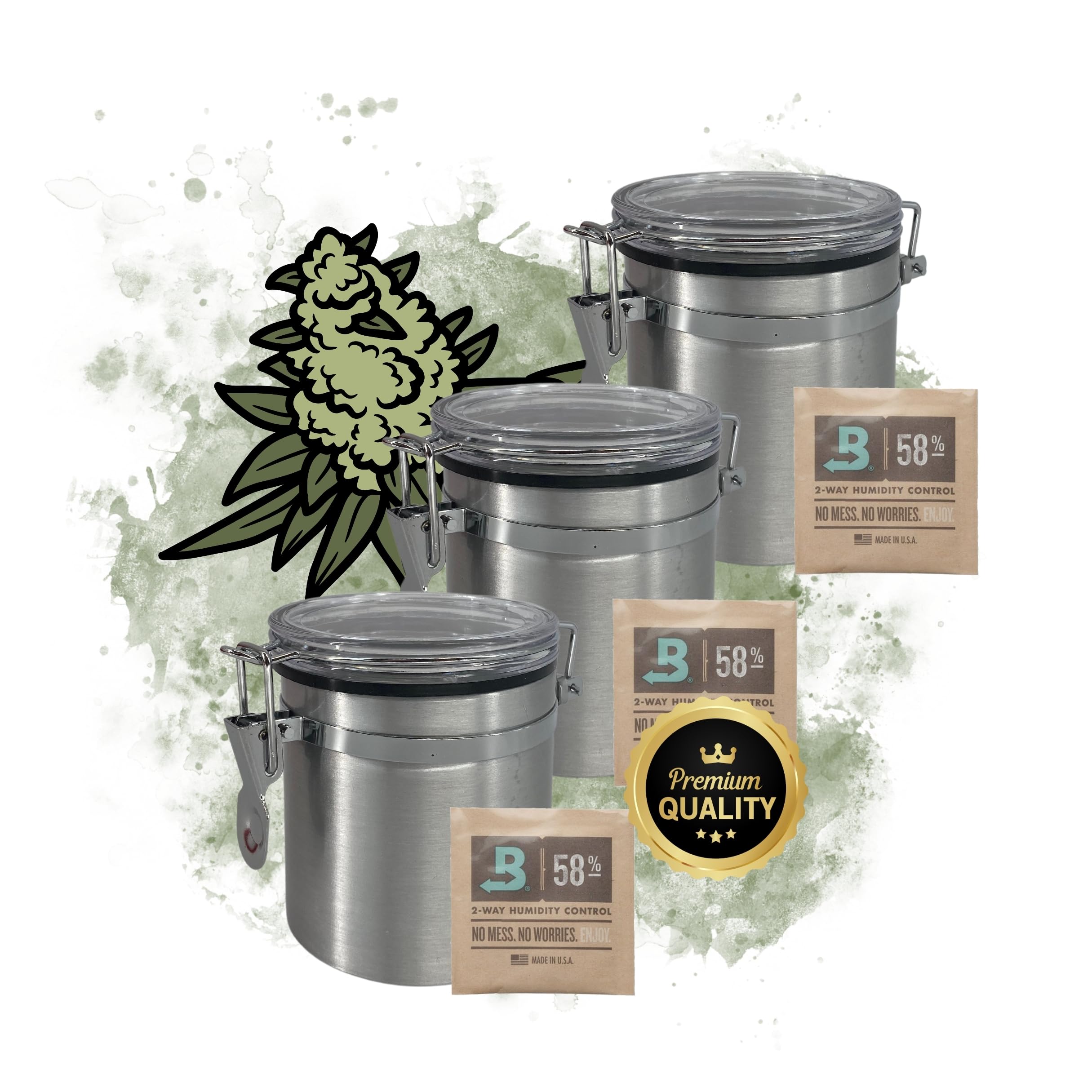 TronicXL 3 Stck Premium Weed Aufbewahrung Aufbewahrungsdose 250ml  luftdicht kompatibel mit Boveda + Pack 58% Gre 8 Grow Ernte Dose Behlter  Vorratsdose Metall Container Stash Box : Amazon.de: Kche, Haushalt & Wohnen