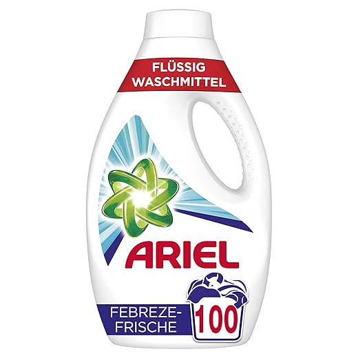 Ariel Waschmittel Flüssig, Flüssigwaschmittel Universal, Febreze Frische, 100 Waschladungen (2 x 2.75 L)
