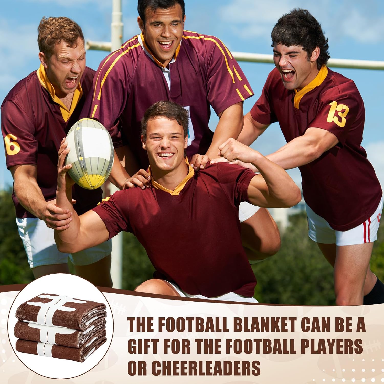 1 Pcs Football Flannel Blanket 40"x60" Football Fleece Throw Blanket for Teen Team Coach Gifts Ball Themed Accessories Decoration for Sport Lovers Birthday Christmas Adult Gift Favors - Image 5