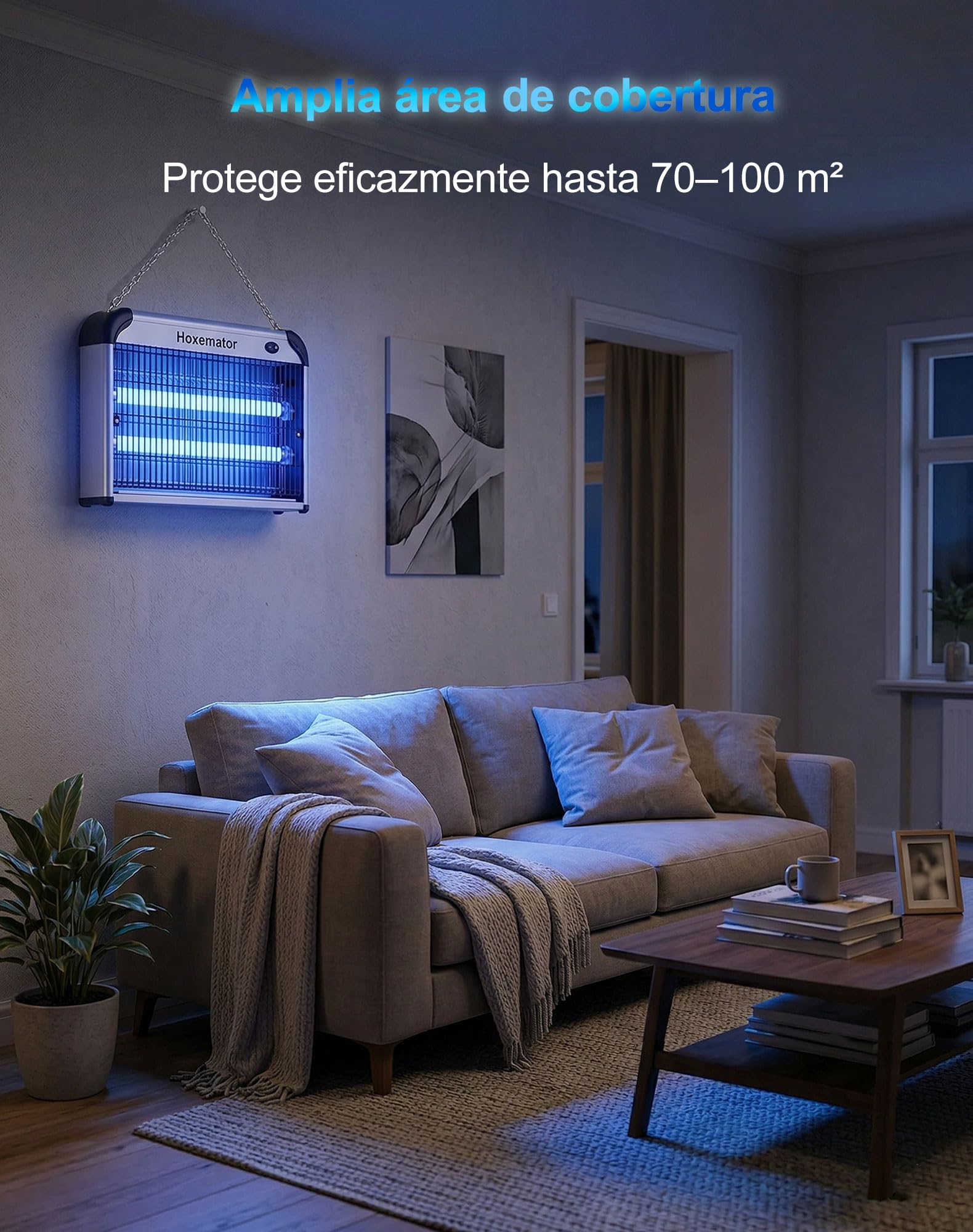 Lámpara Antimosquitos Eléctrica 20W Mata Mosquitos con Luz UV 365nm, 2000V Matamoscas Cobertura 100m² Sin Químicos Trampa para Insectos para Interior, Exterior, Dormitorio, Jardín, Cocina
