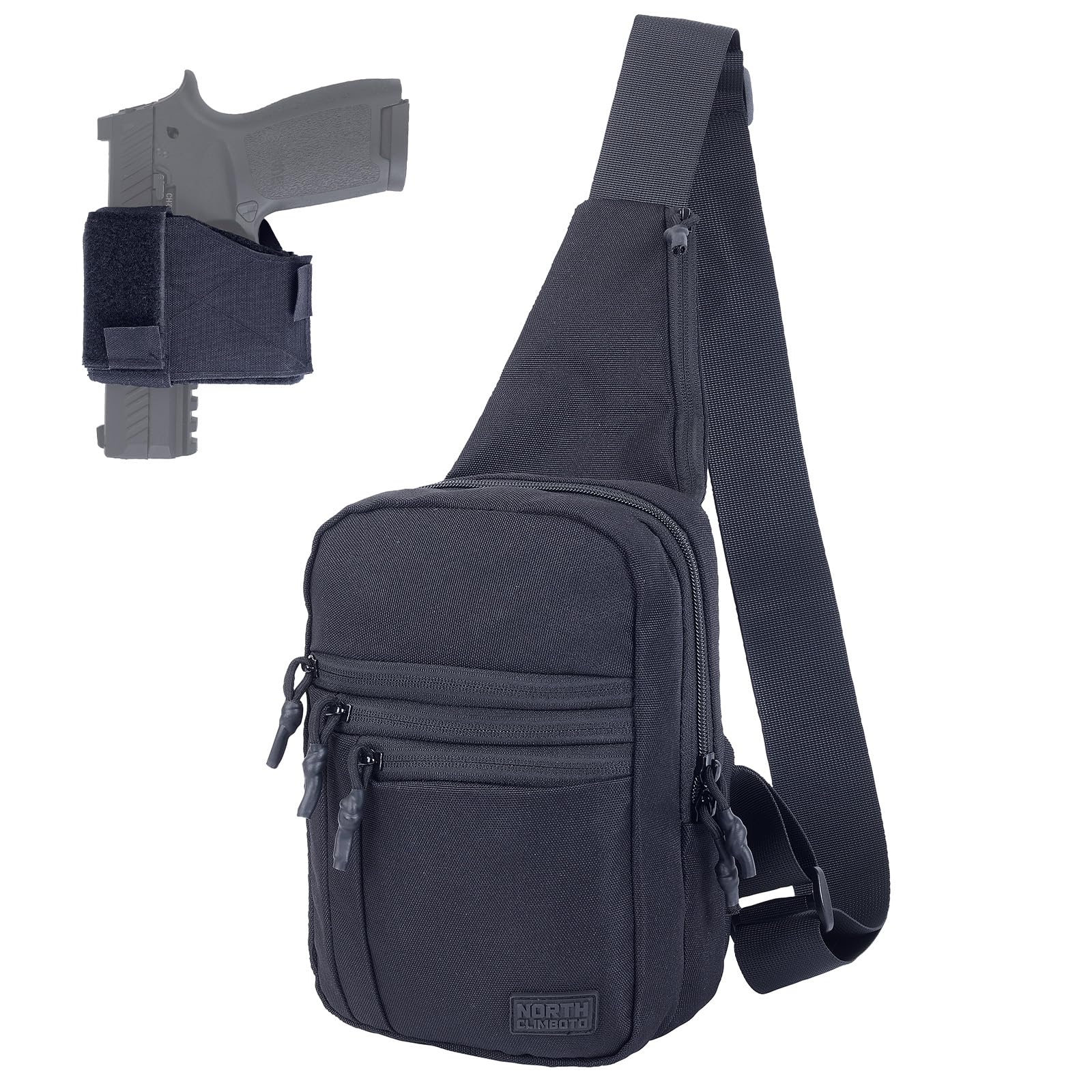 NorthClimbOtd Tactical Sling Chest Bag Concealed Carry Bags with Gun Holder EDC Shoulder Crossbody Casual pac (Black)