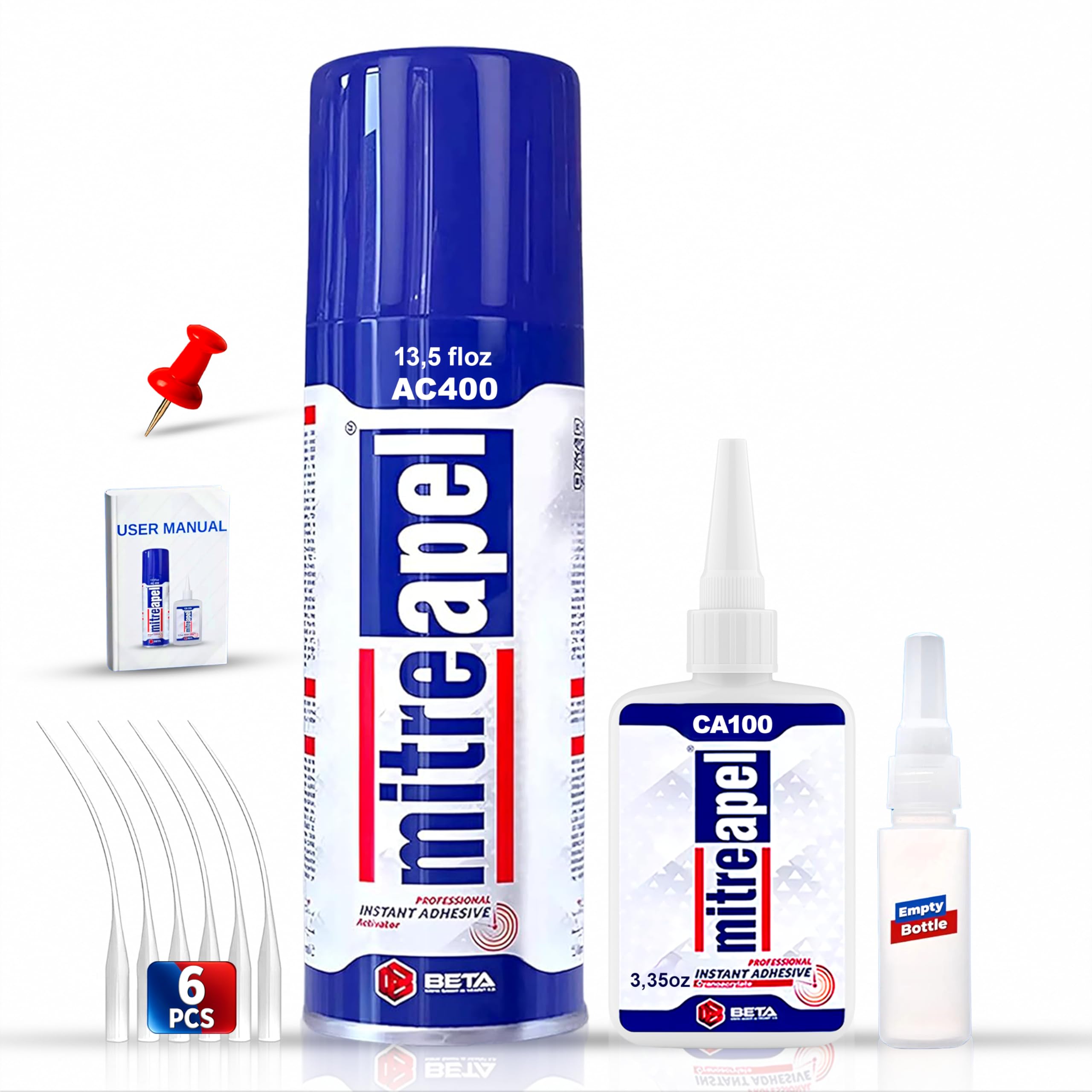 Sponsored Ad - CA Glue with Activator Kit (3.5oz+13.5fl oz) Instant Bond Professional Cyanoacrylate Adhesive and Super Glue Accelerator for Woodworking with Extra Caps&Microtips, DIY&Craft, Plastic, Repair