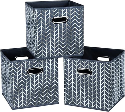 STOREONE Contenedores de almacenamiento de tela (11 x 11 x 11 pulgadas) con asas de metal dobles para armario, organizadores de cajones de