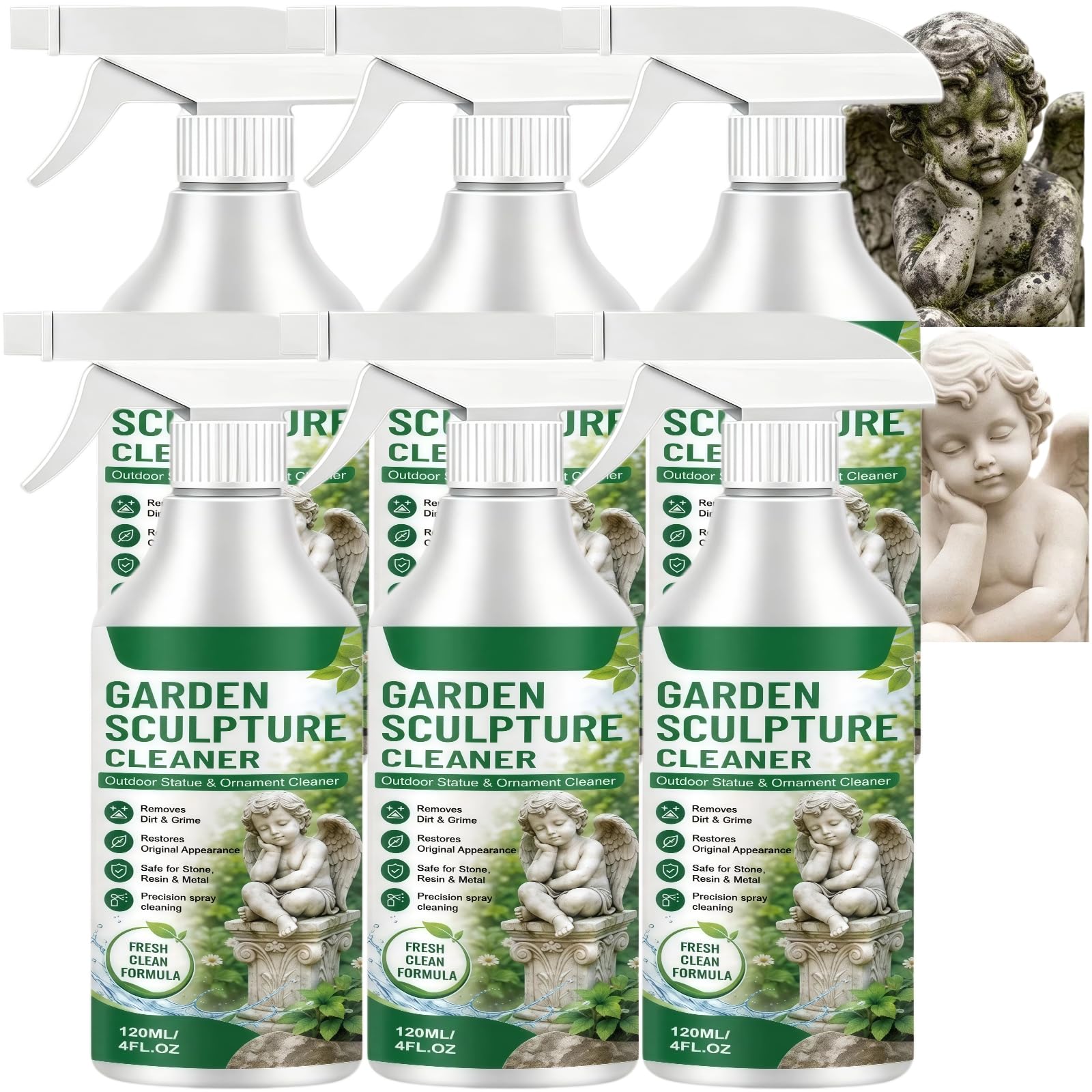 Potente spray detergente per sculture da giardino, detergente quotidiano per la cura delle pietre multi-superficie, soluzione per statue all'aperto, decorazioni da cortile e accessori da giardino