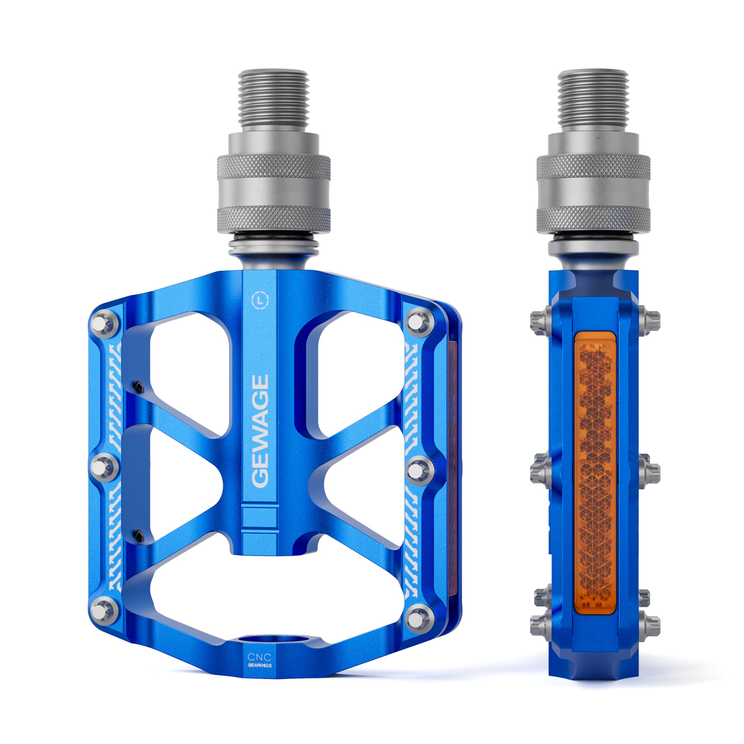 GEWAGE Schnellwechsel-Fahrradpedal 9/16 Zoll – Abnehmbares CNC-Aluminium Plattformpedal mit 12 Anti-Rutsch-Stiften & Reflektoren für Faltrad, Fixie, Singlespeed & Stadtrad