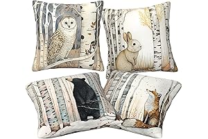 Forest Animals Watercolor Tree Throw Pillow Covers