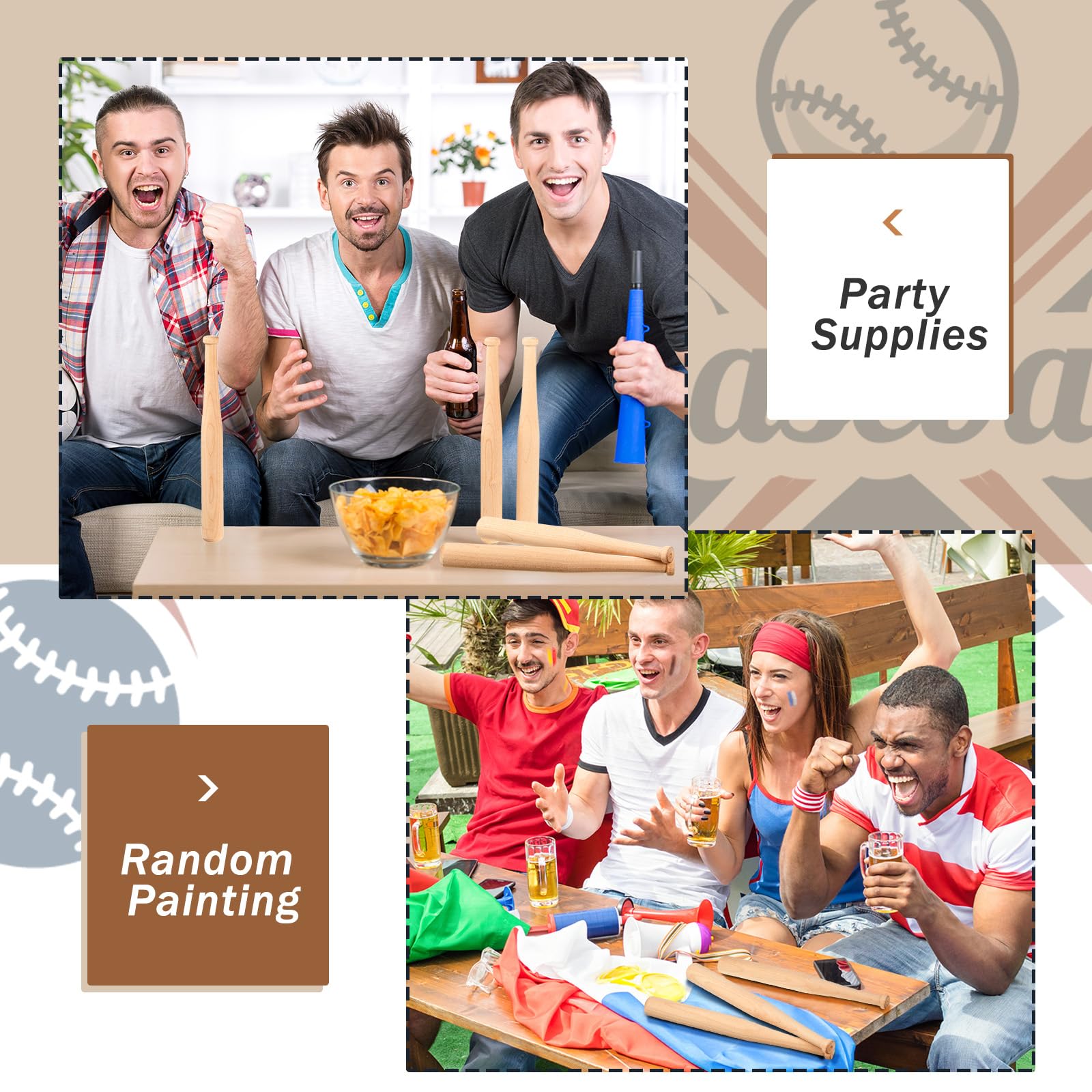 Juexica 6 mini bates de béisbol de 6 pulgadas sin terminar pequeños bates de madera sin pintar bates de béisbol de madera para pintar llaveros figuras de acción, proyectos de manualidades, bolas
