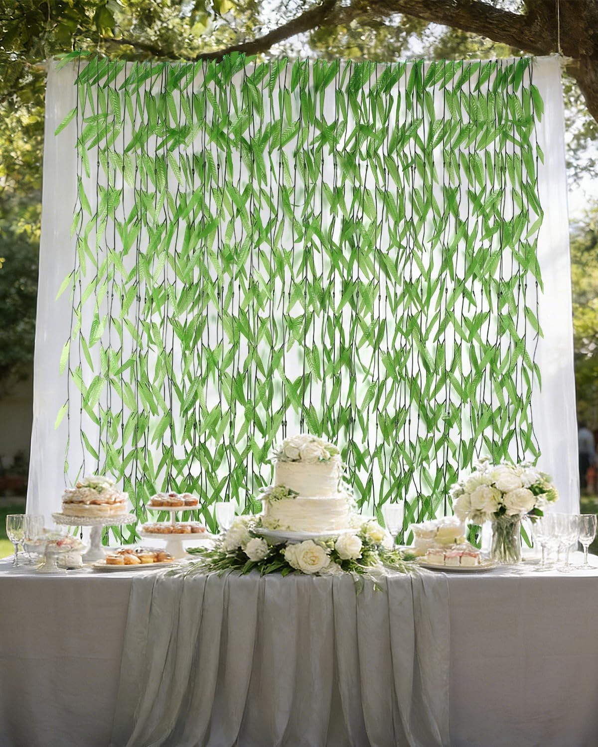 50PCS 300 FT Artificial Vines Greenery Garland for Room Decor Faux Willow Garland Wall Home Decor, Hanging Leaves Vines for Garden Wedding Windows Balcony Jungle Party Decoration