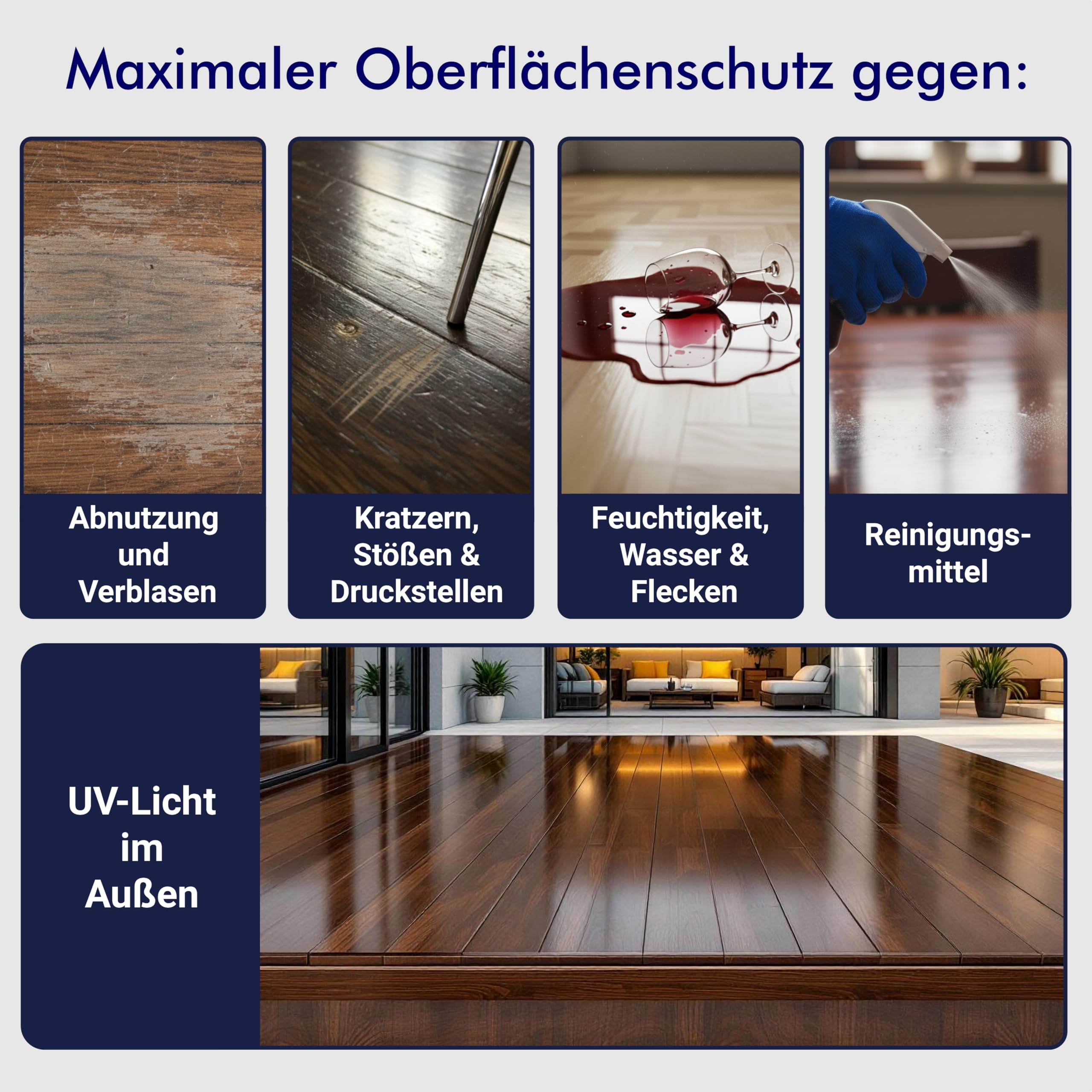 2K PU Holzlack Farblos Matt – Parkett- & Treppenlack, Klarlack für Möbel, Tischplatten, schlagfest, abriebfest & für Innen und Außen– 5Kg Lack + 2,5Kg Härter
