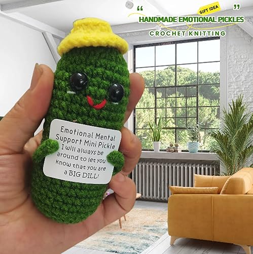 Miniatura 7 de KALAWALK Cabeza de papa divertida positiva con tarjeta Mini ganchillo tejido para apoyo emocional hecho a mano, regalo en escabeche, decoración de