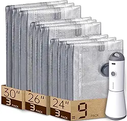 9 pacotes de sacos de vácuo recarregáveis para embalagem de viagem, sacos de vedação a vácuo para bagagem e compressão de malas, economia de espaço para organização de roupas e roupas