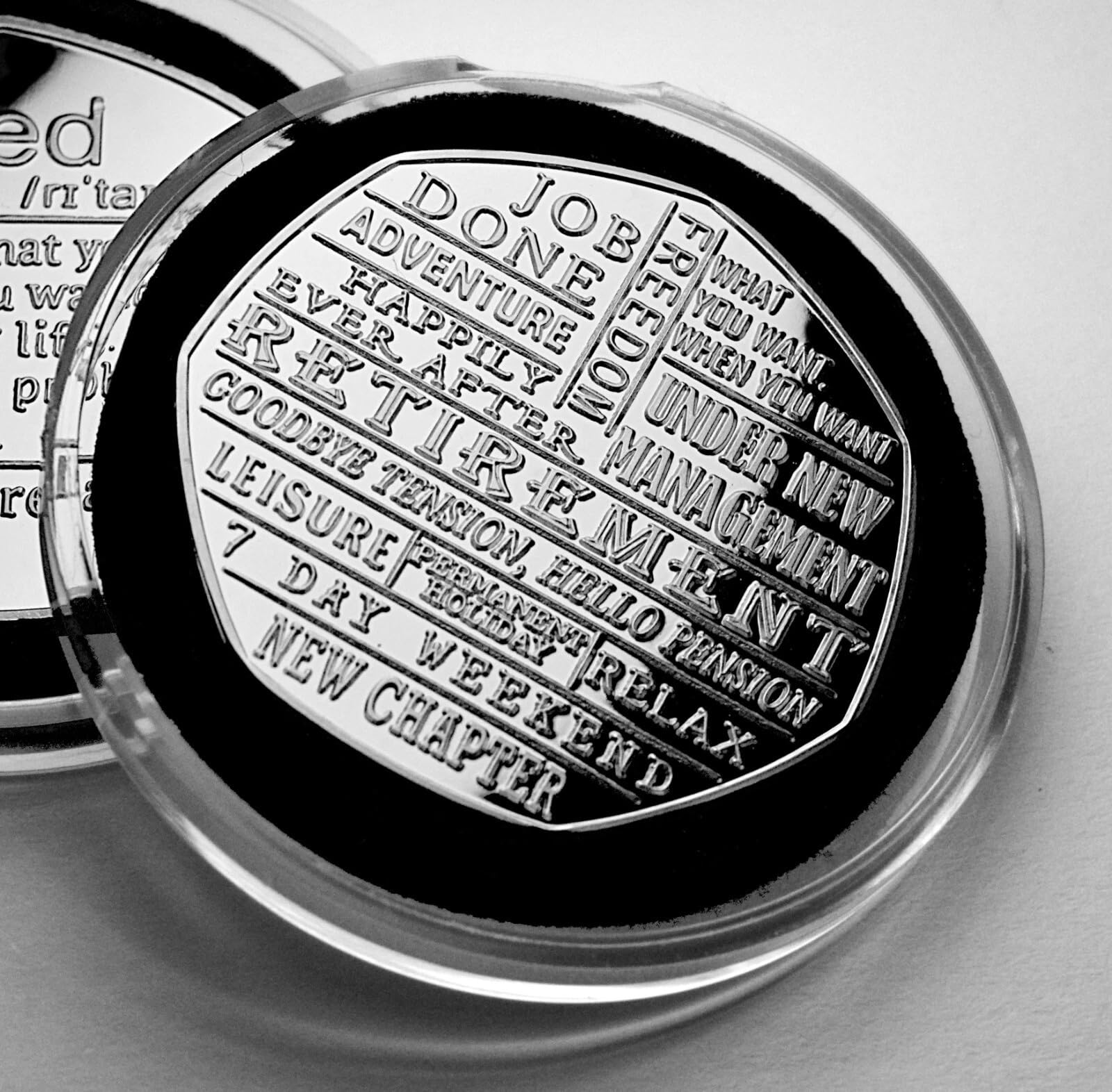 The Commemorative Coin Company Gold Happy Retirement Silver Commemorative In Capsule. Retired. Retirement Gift/Presentwork/Boss/Colleague/Friend