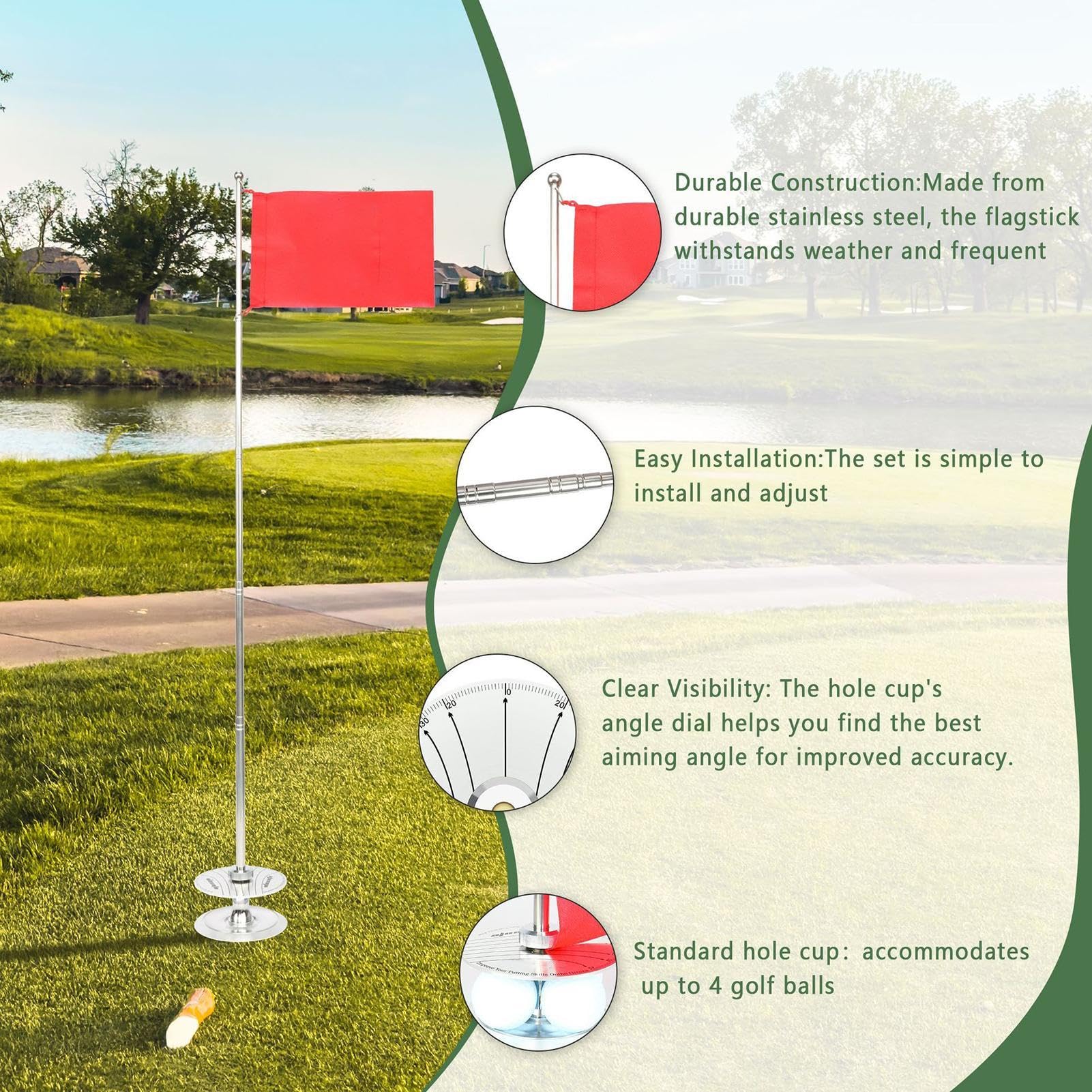 Taza Y Bandera Para Hoyos De Golf - Práctica De Putt Hoyos De Golf Y Bandera De Golf | Asta De Bandera De Golf Retráctil | Copa De Práctica De Golf | Juego De Putt De Golf Para Interiores | Juego De C