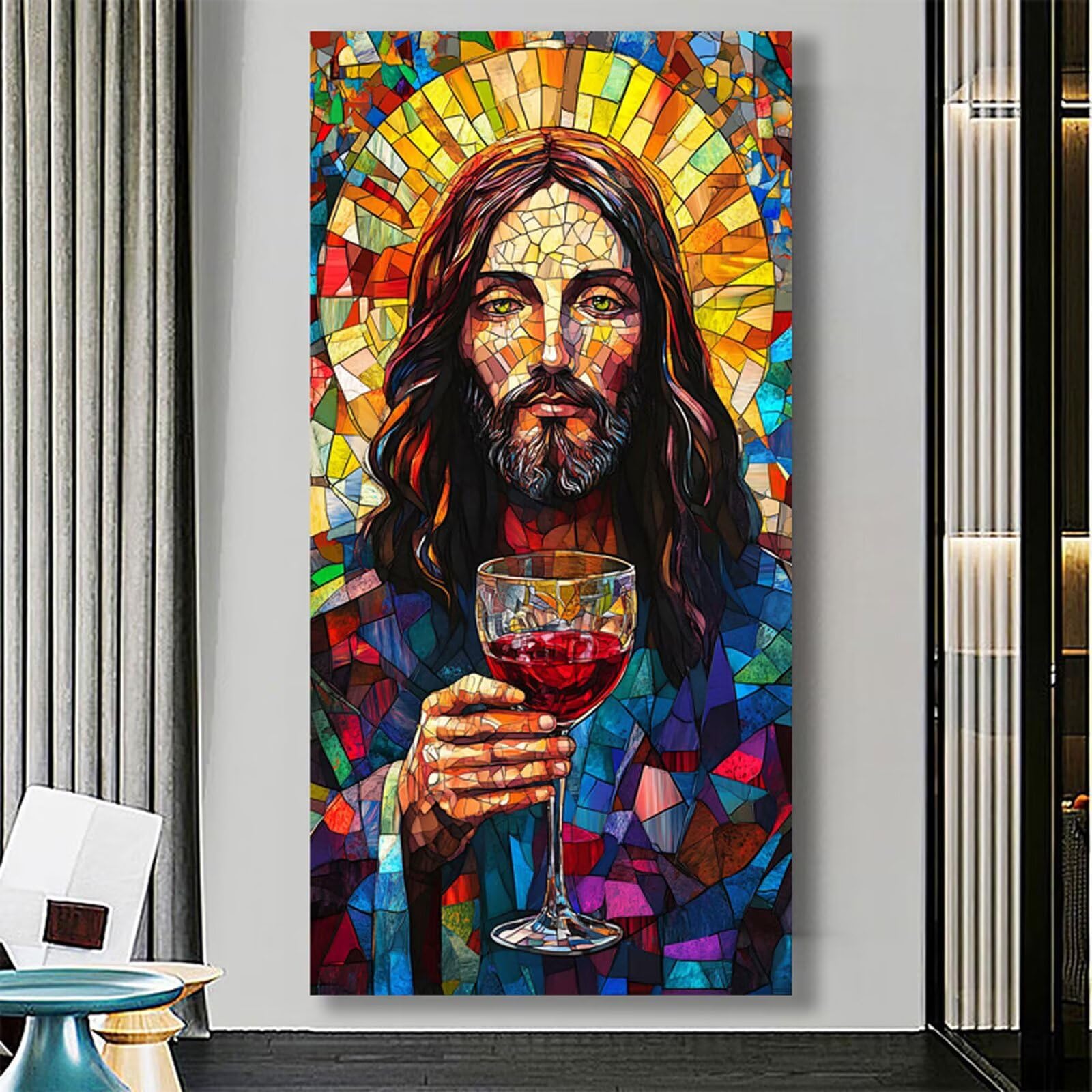 Malowanie według numerów dla dorosłych Jezusa, malowanie po numerach z ramą 50 x 150 cm abstrakcyjne, rzemiosło płótno do malowania według liczb, zestaw DIY z pędzlami Pigment akrylowy, dekoracja