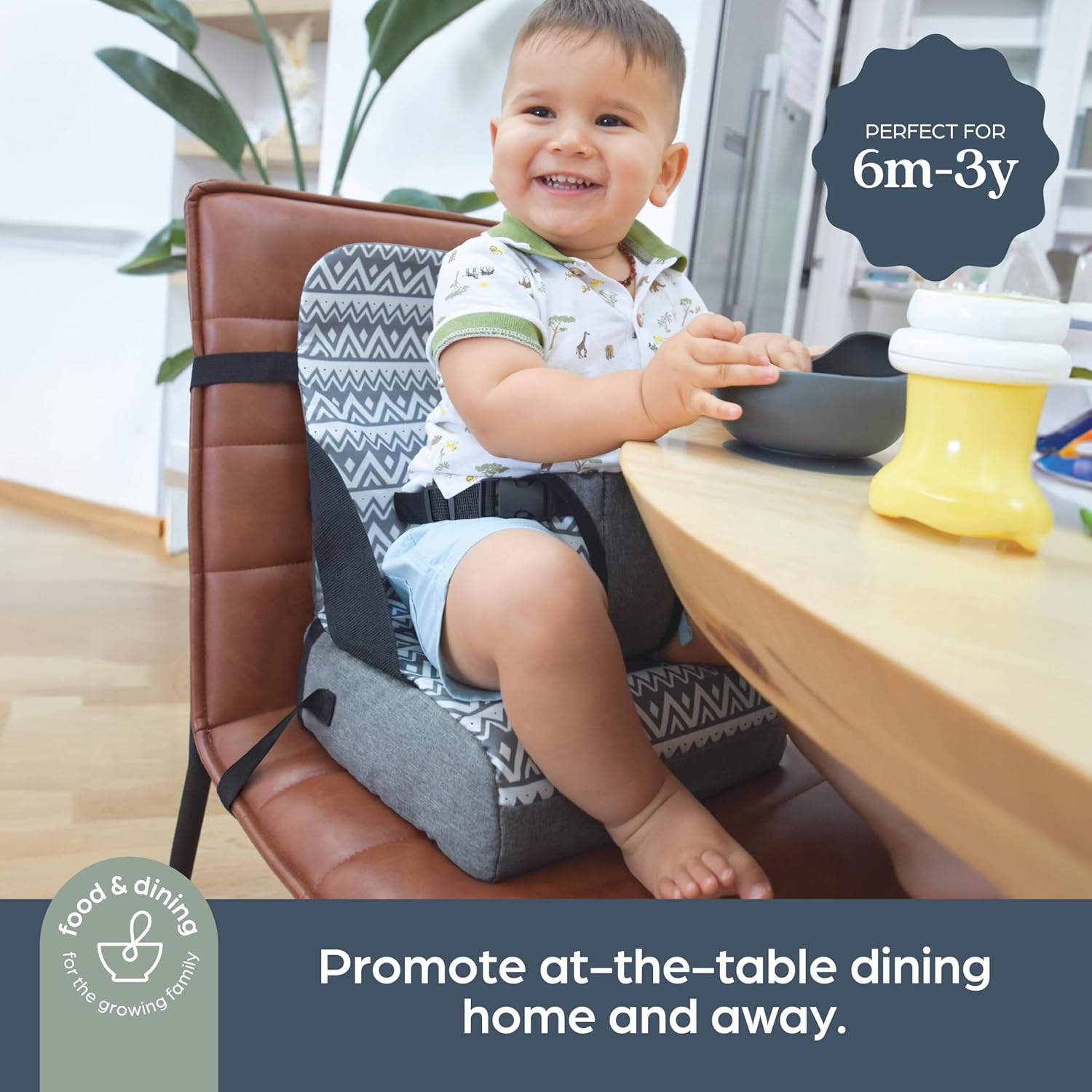 Dreambaby Grab ‘N Go Travel Booster Seat – Portable Toddler High Chair for Dining (6M-3Y) with Storage & Shoulder Strap