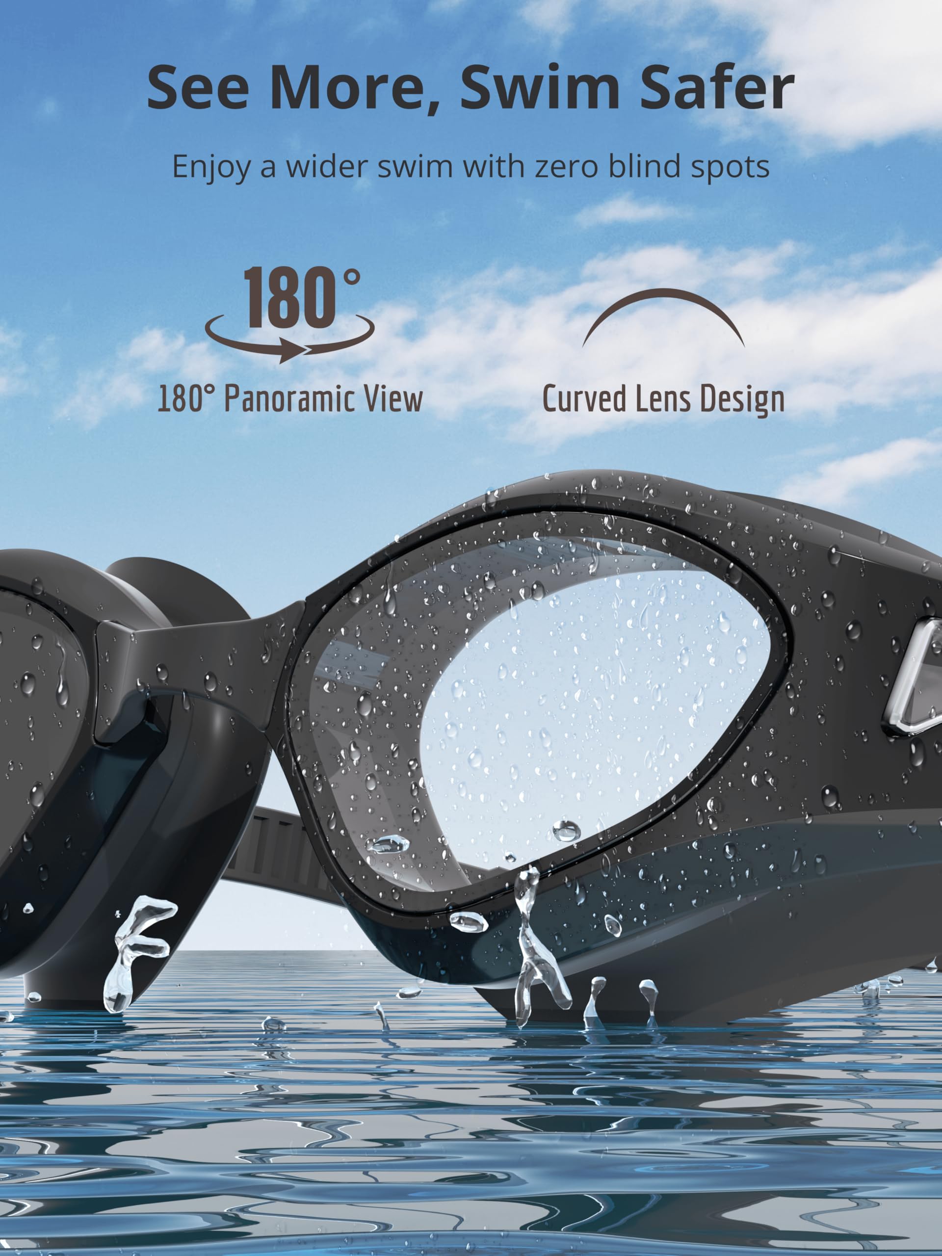 Schwimmbrille für Erwachsene, Anti-Beschlag-Schwimmbrille für Männer, Frauen, Jugendliche, auslaufsichere HD-Gläser mit UV-Schutz